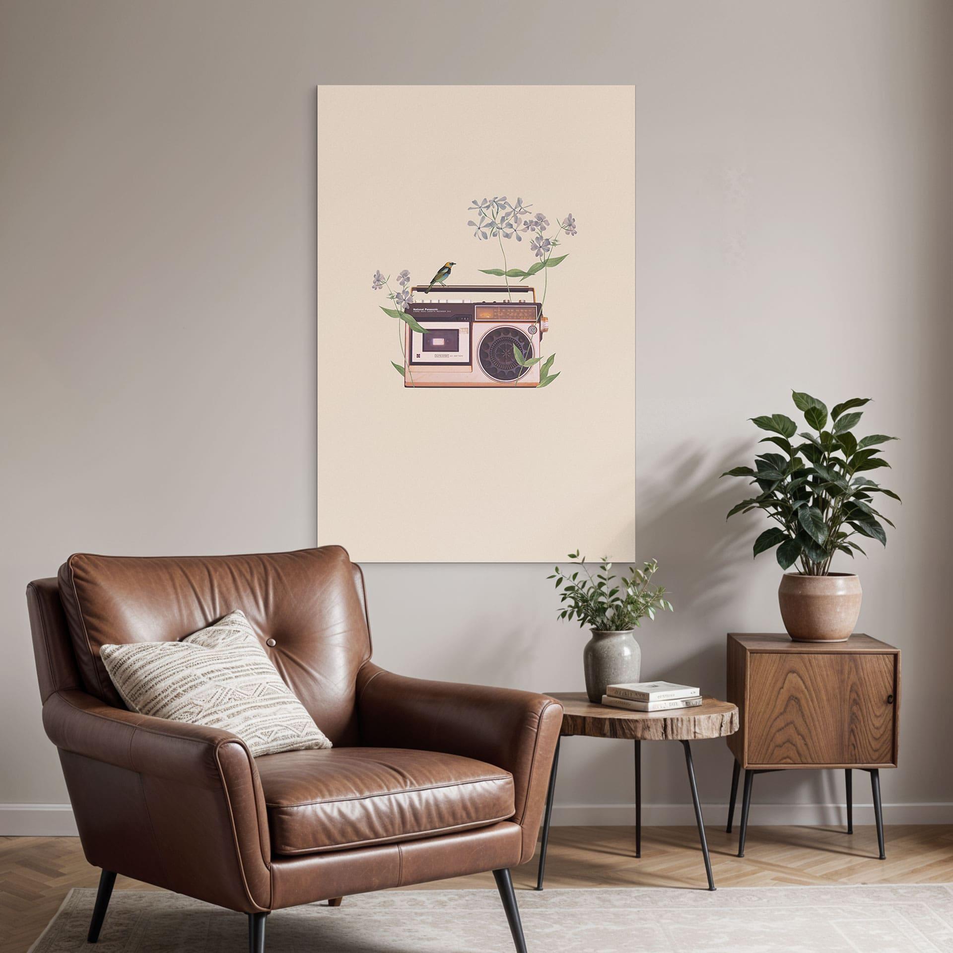 Wandbild Retro Radio floral - Frida Floral Studio - Alu-Dibond