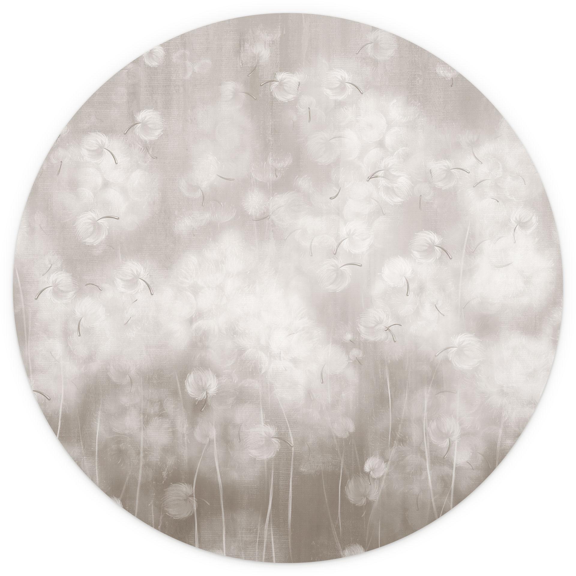 Florale Fototapete Pusteblumen Traum in Beige - Ms Tiff - Rund - Selbstklebend/Vlies