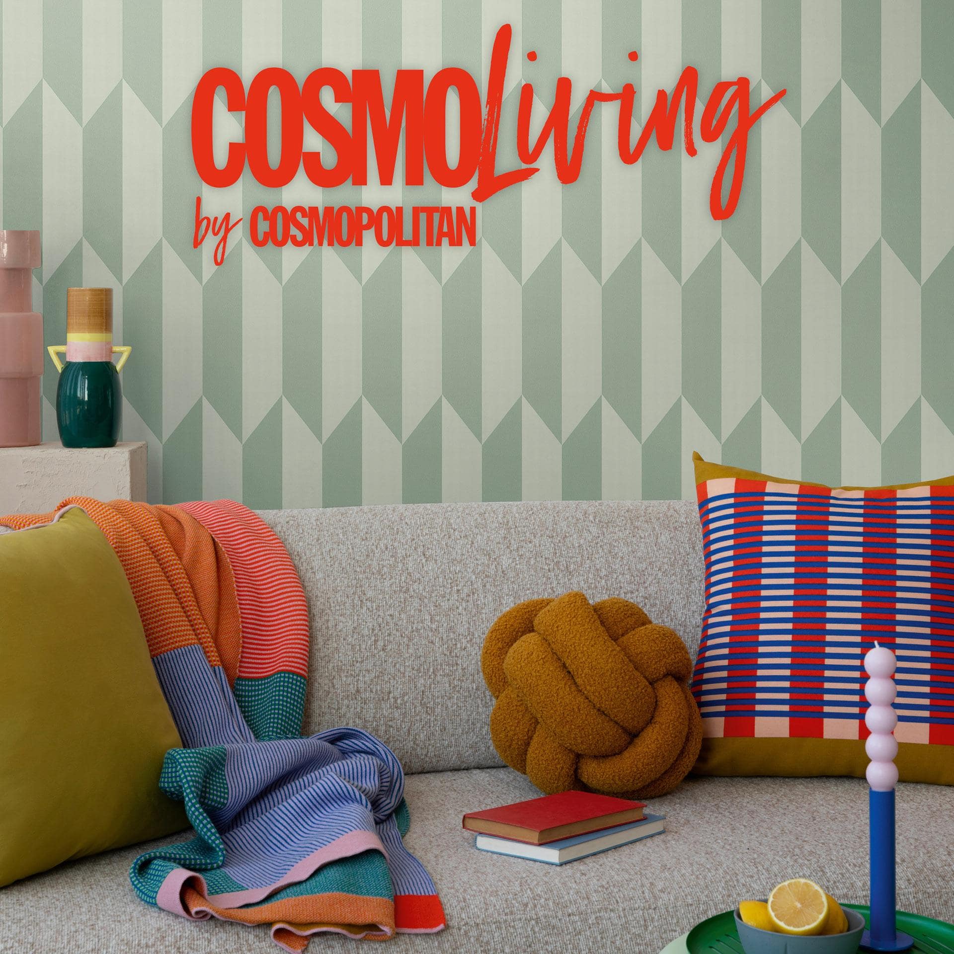 COSMOPOLITAN tapet metallisk effekt grøn - 3D Ikke-vævet tapet geometrisk stue