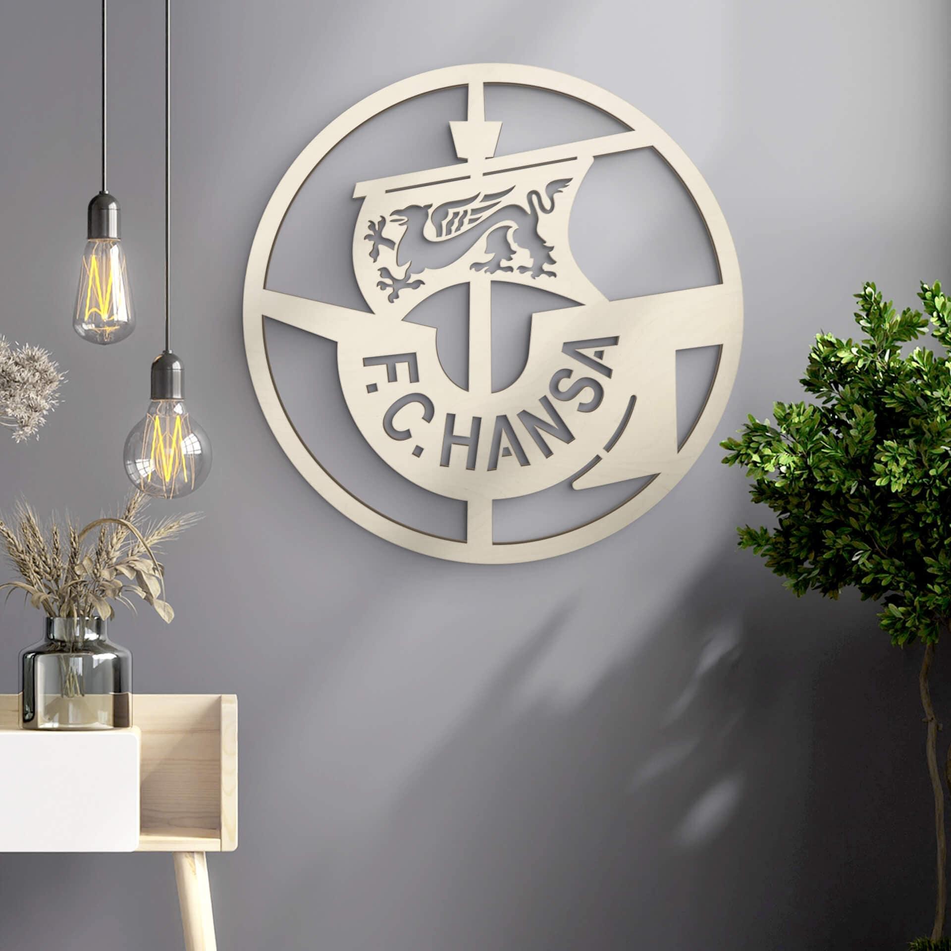 Décoration en bois logo FC Hansa Rostock - bois de peuplier rond Ø55 cm