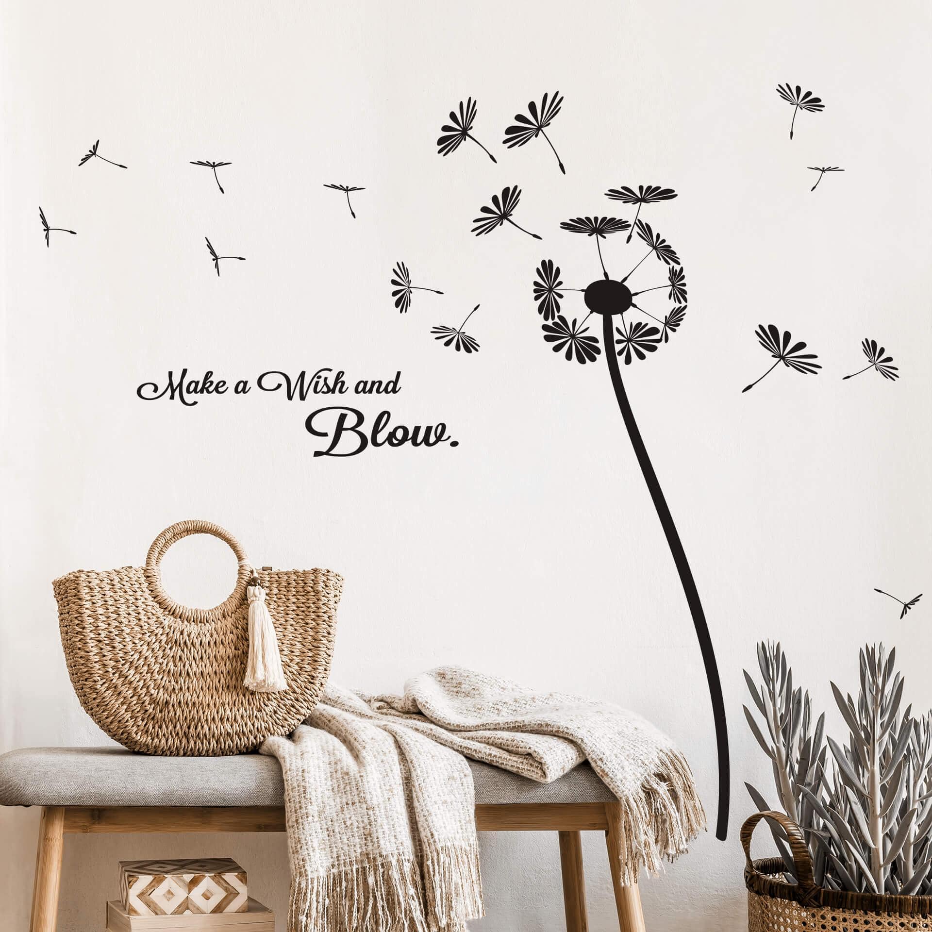 Wallstickers - Mælkebøtte - Make a wish and blow