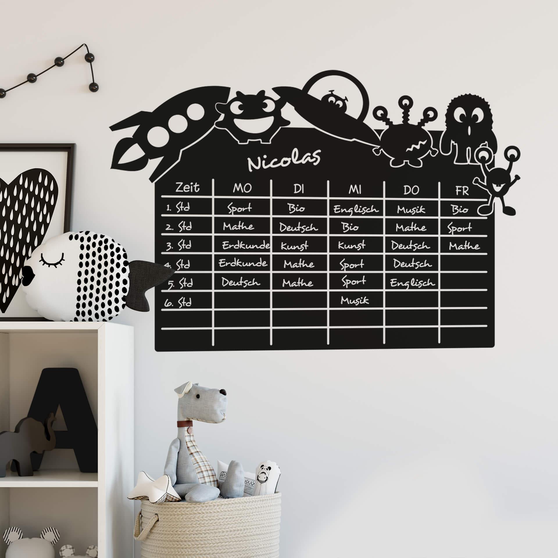 Tafelfolie Stundenplan Weltall
