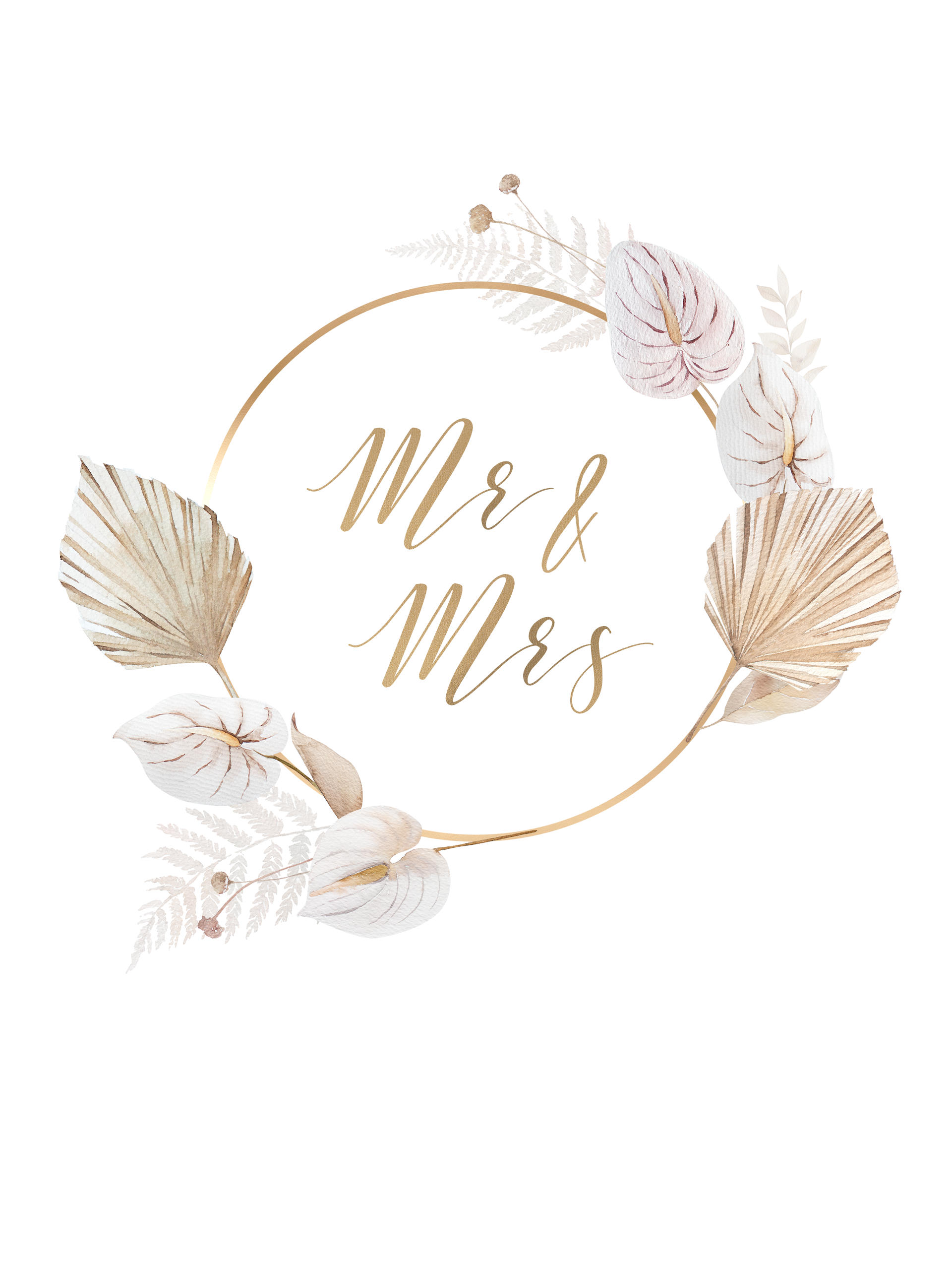 Personalisiertes Poster Mr & Mrs - Gold