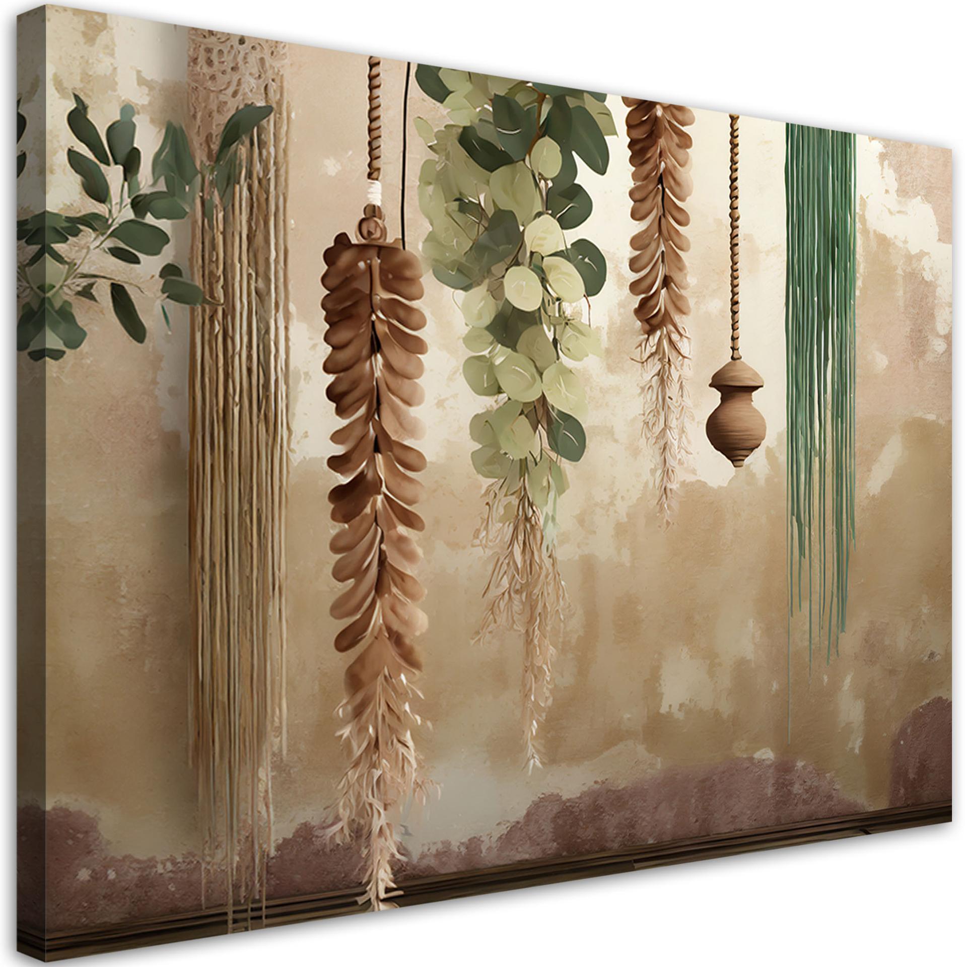 Leinwandbild Hängende Blätter Scandi Boho