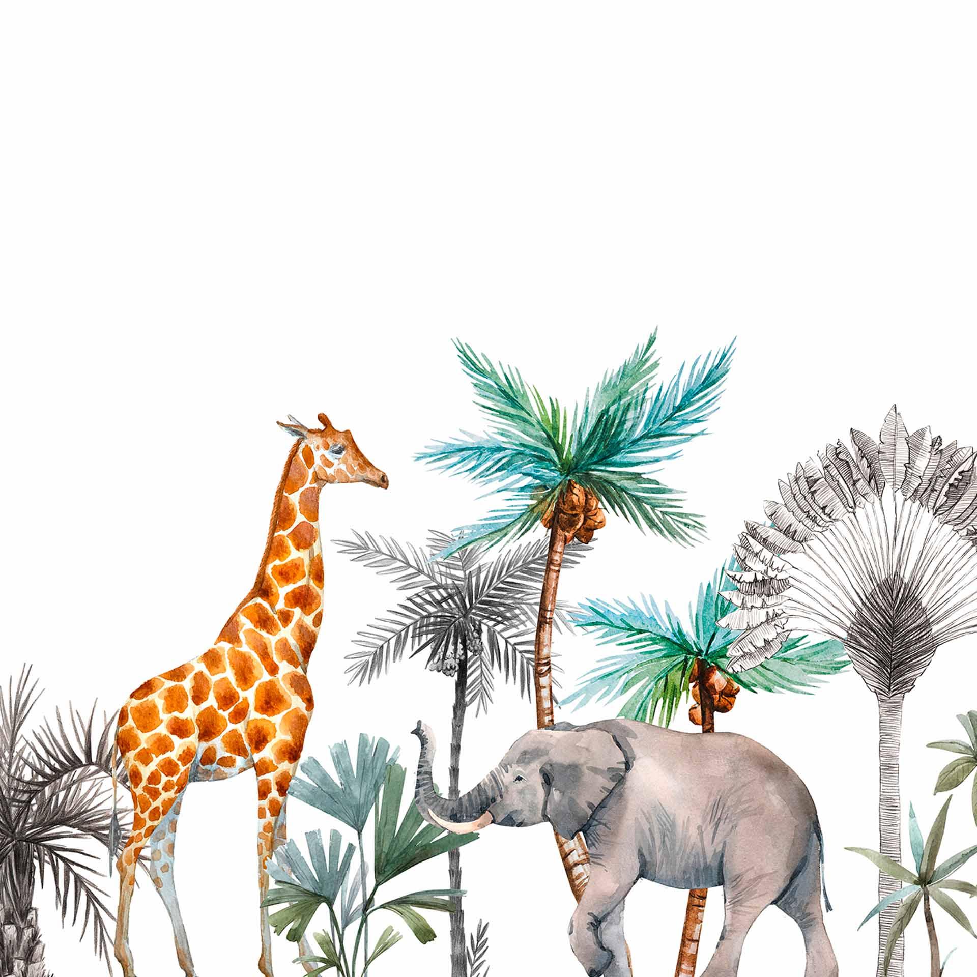 Afrikaans kinderkamer behang in wit grijs - vliesbehang Designwalls 2 - 2,55 x 3,5 m