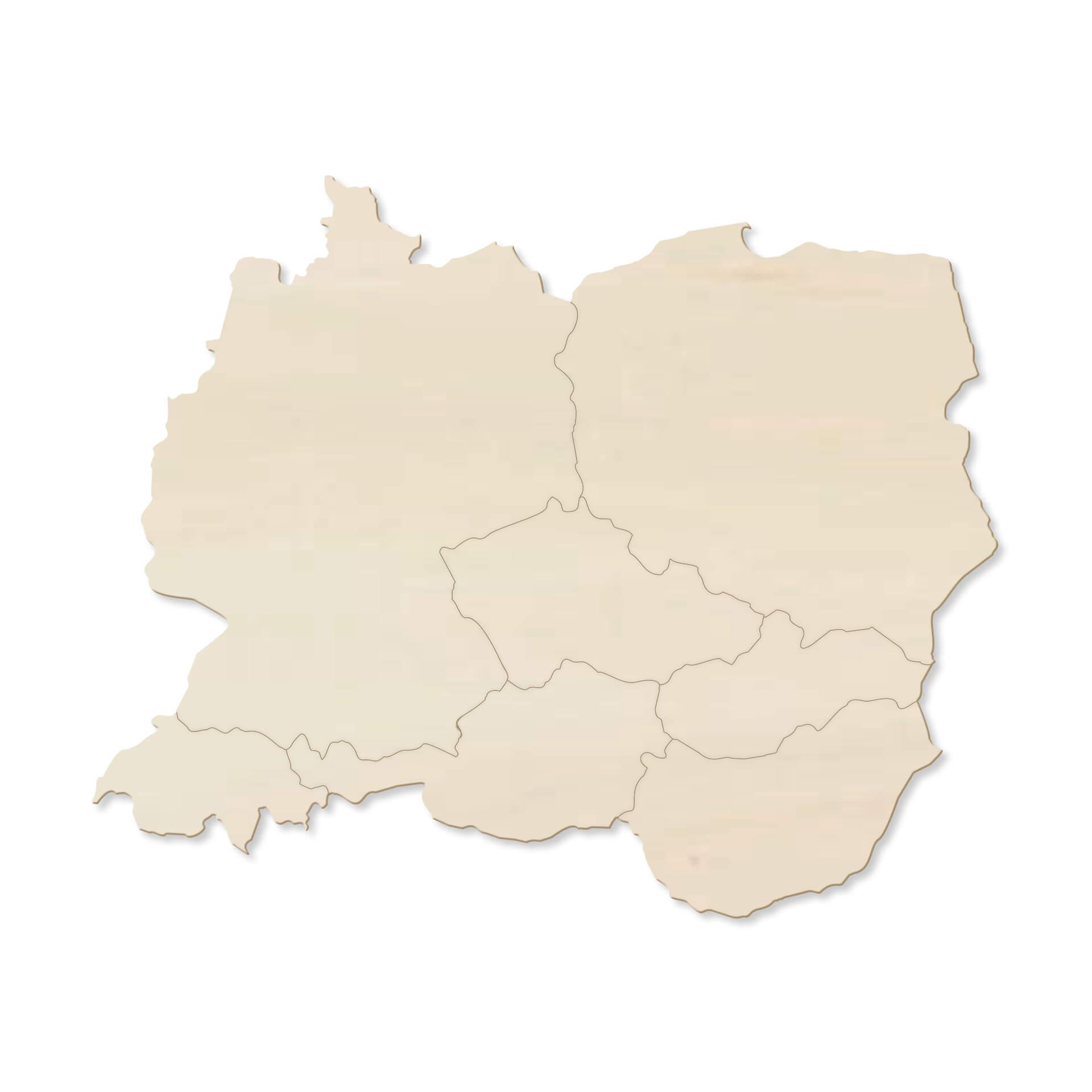 Holzkunst Pappel Furnier - Karte Mitteleuropa