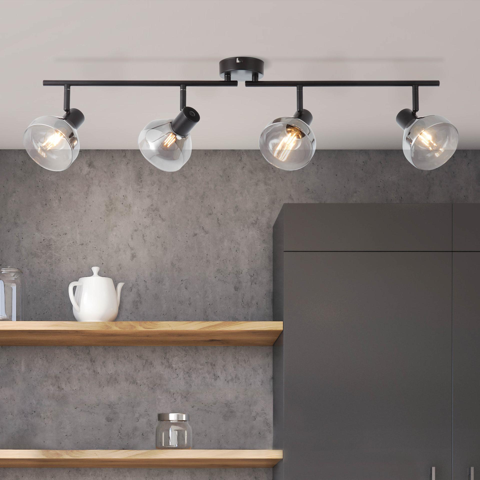 Spotrohr Max, schwarz, 19,5 x 89 cm, Glas Strahler