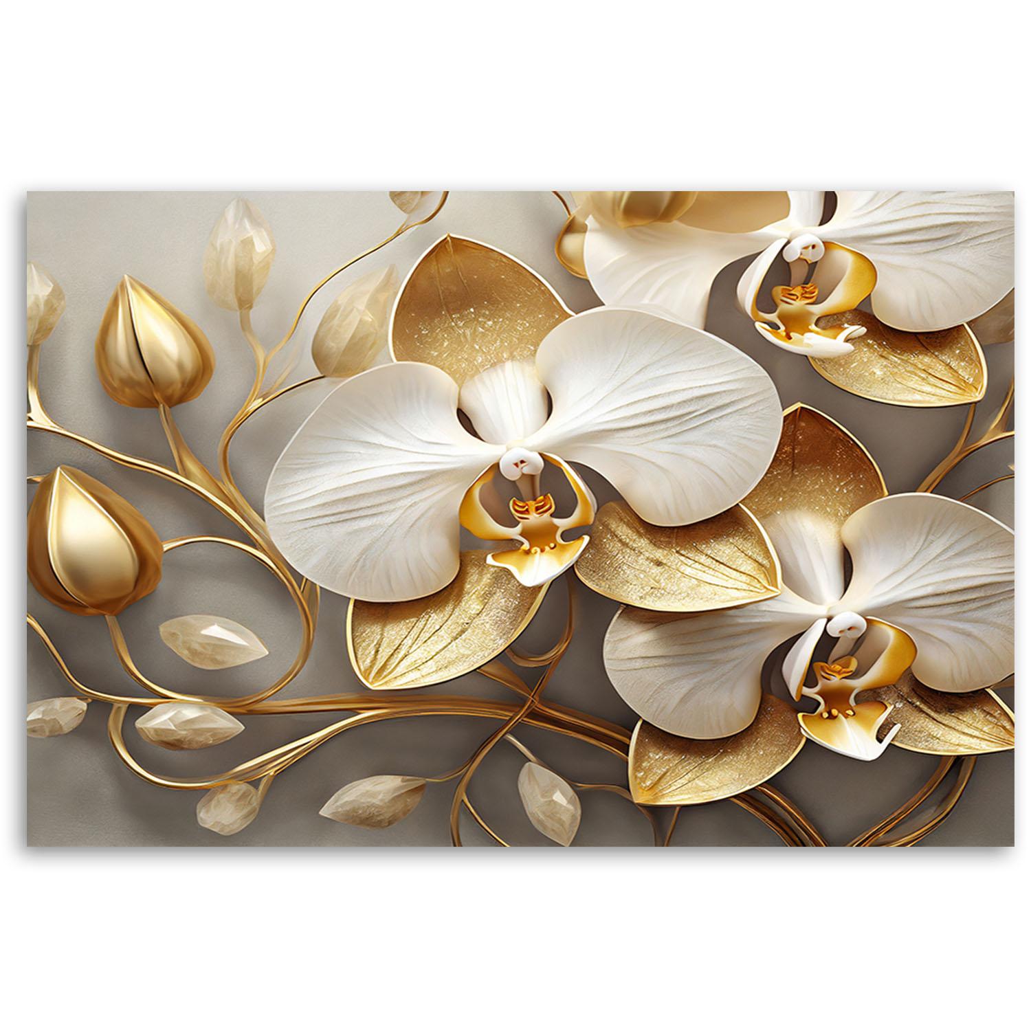 Canvasbillede, orkidé glamour guld