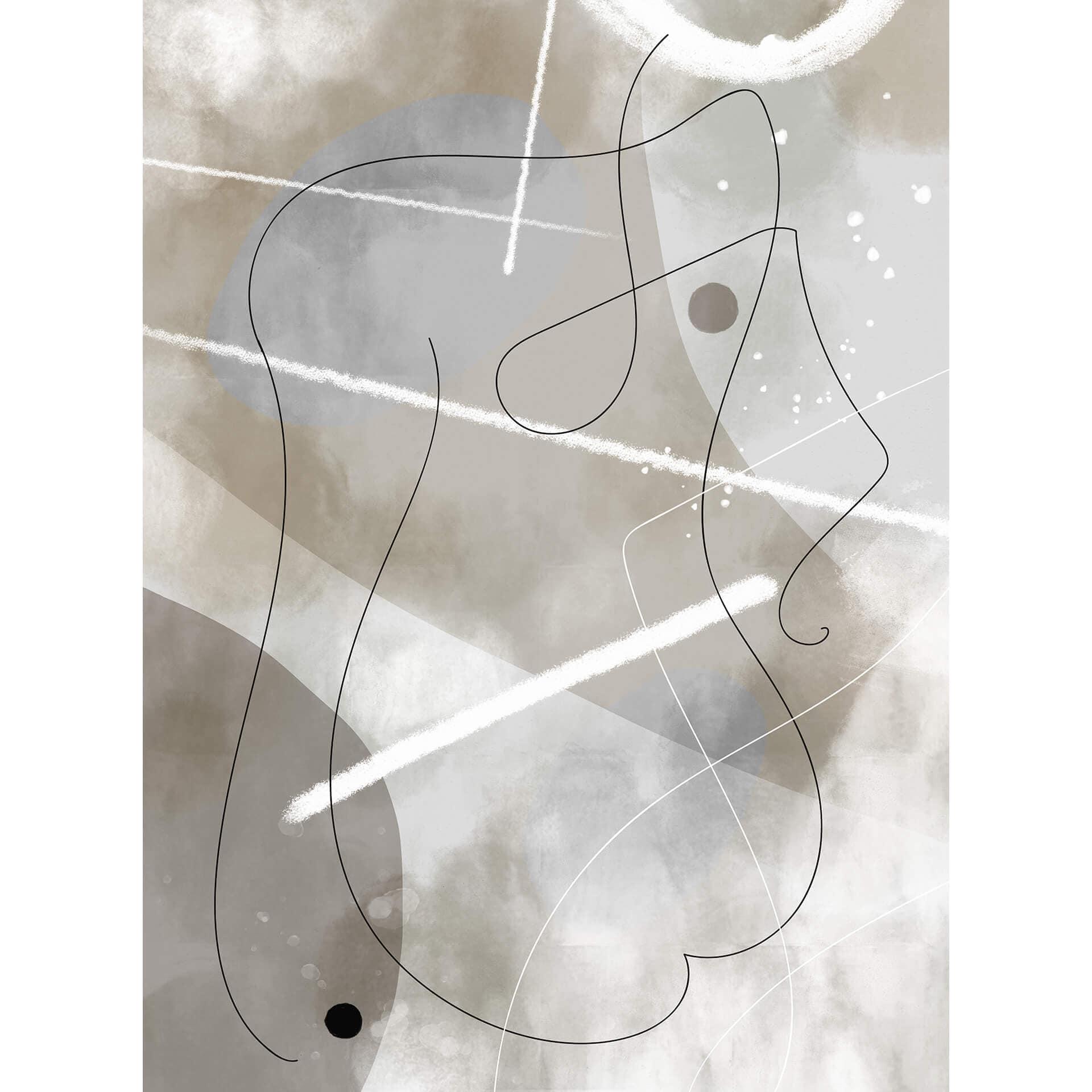 Fotobehang 1X Studio - Line Art Silhouet van een Vrouw - Abstracte Kunst