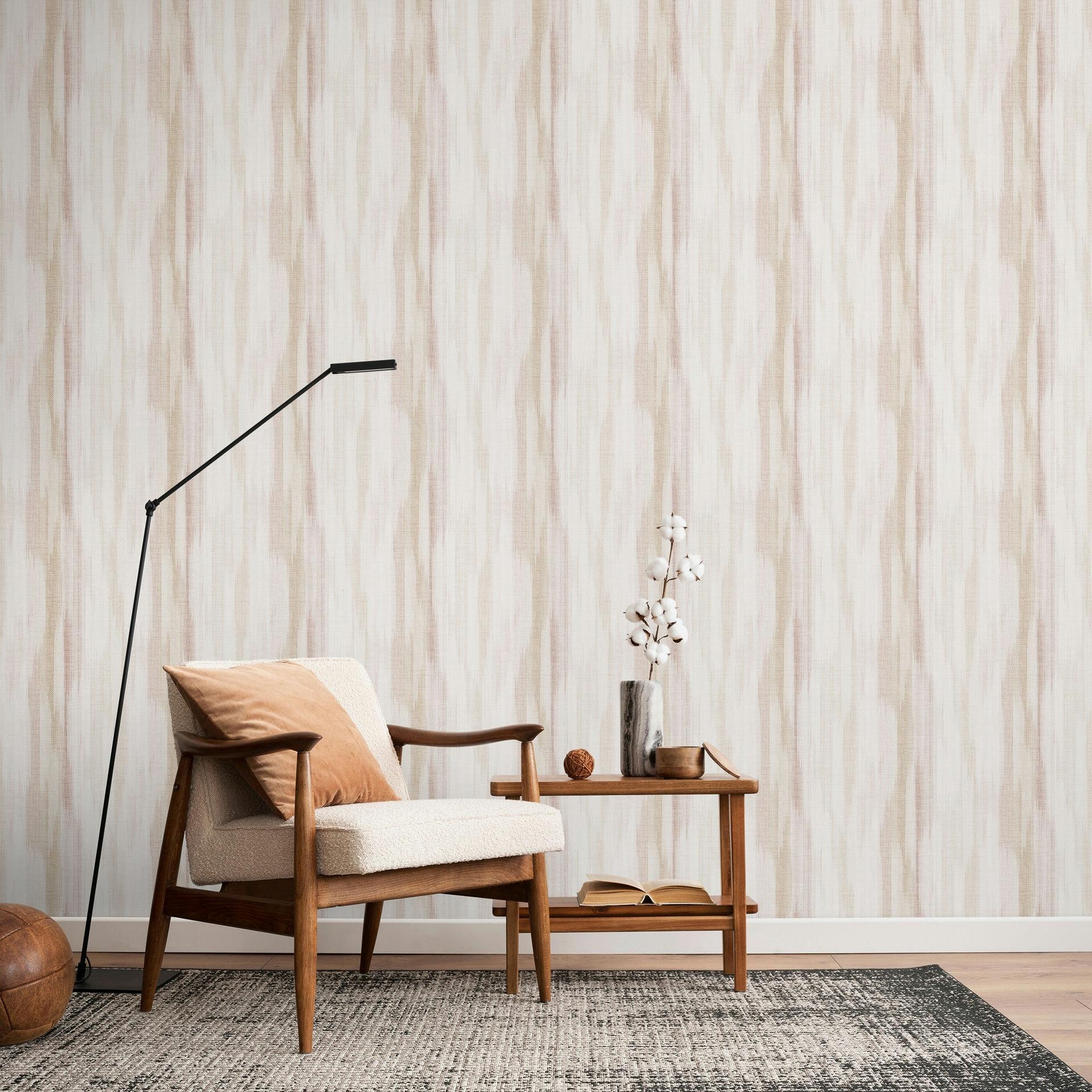 Ikke-vævet tapet striber moderne mat i hvid beige