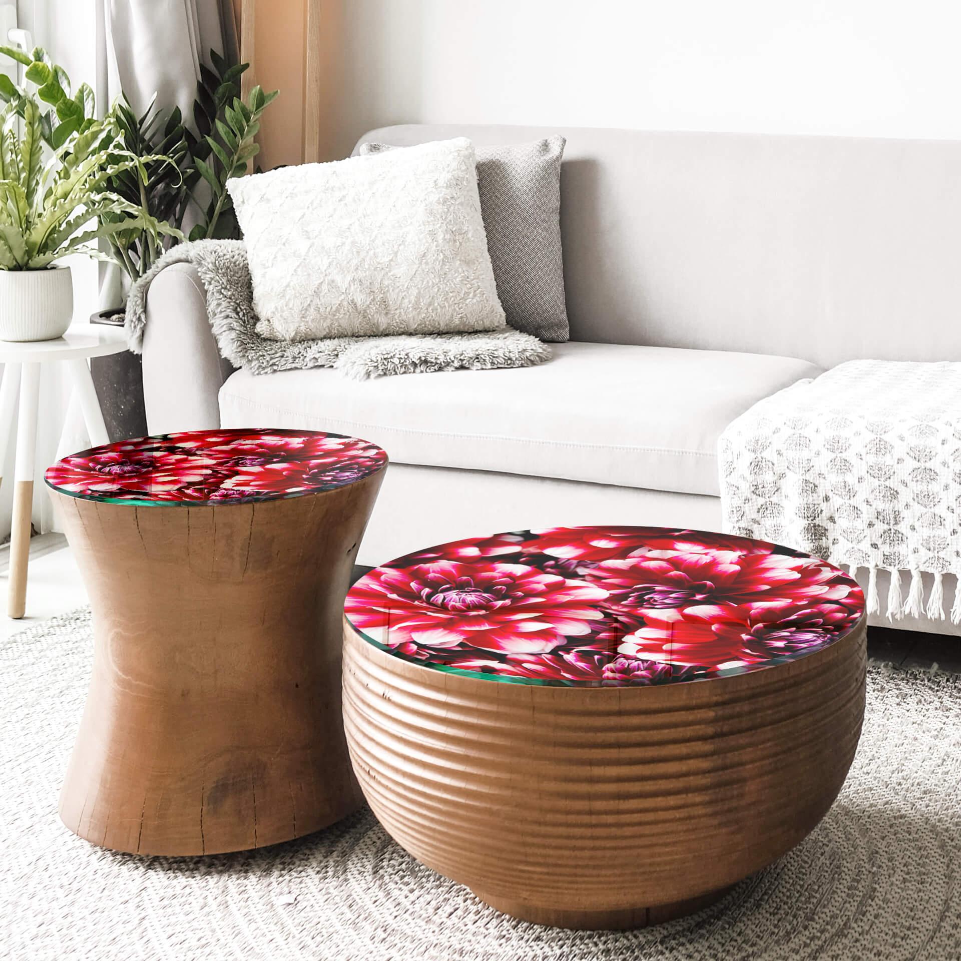 Glazen Tafelblad Red Flowers
