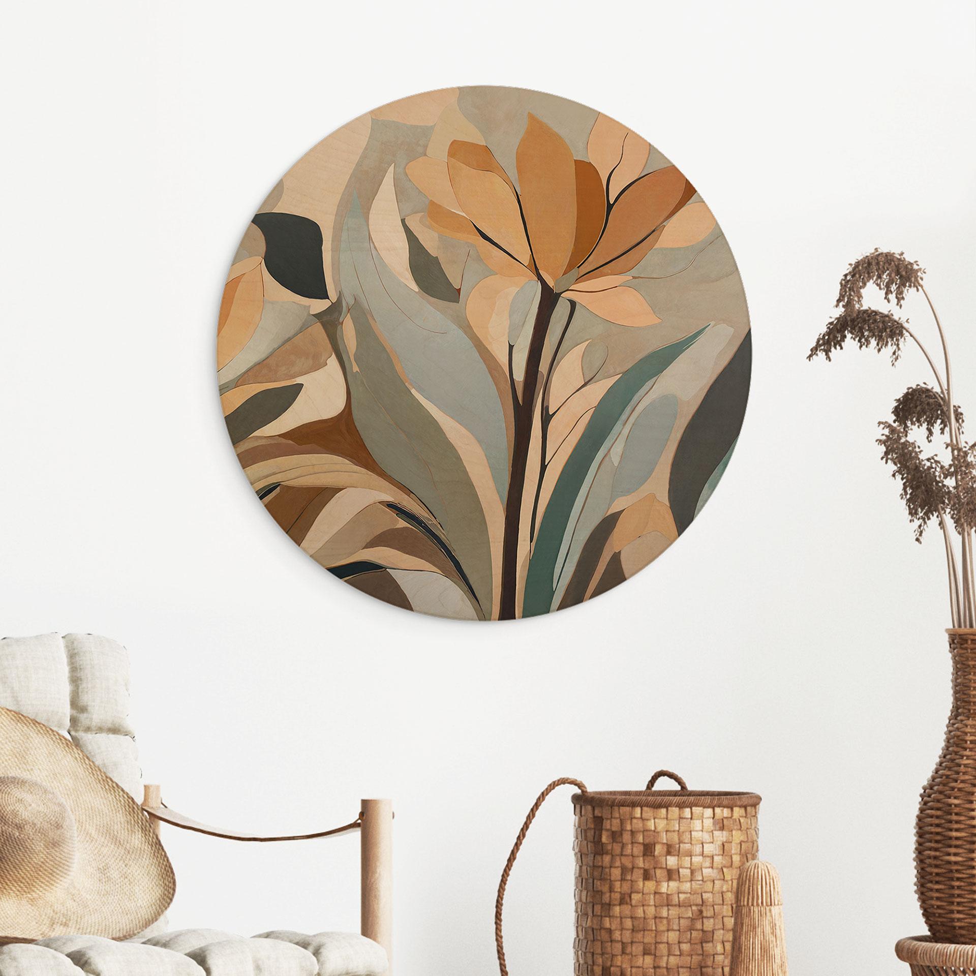 Quadro in Legno Emil's Bloom - Fiori Astratti - Sir Edward x Grigory Gladarev - Rotondo