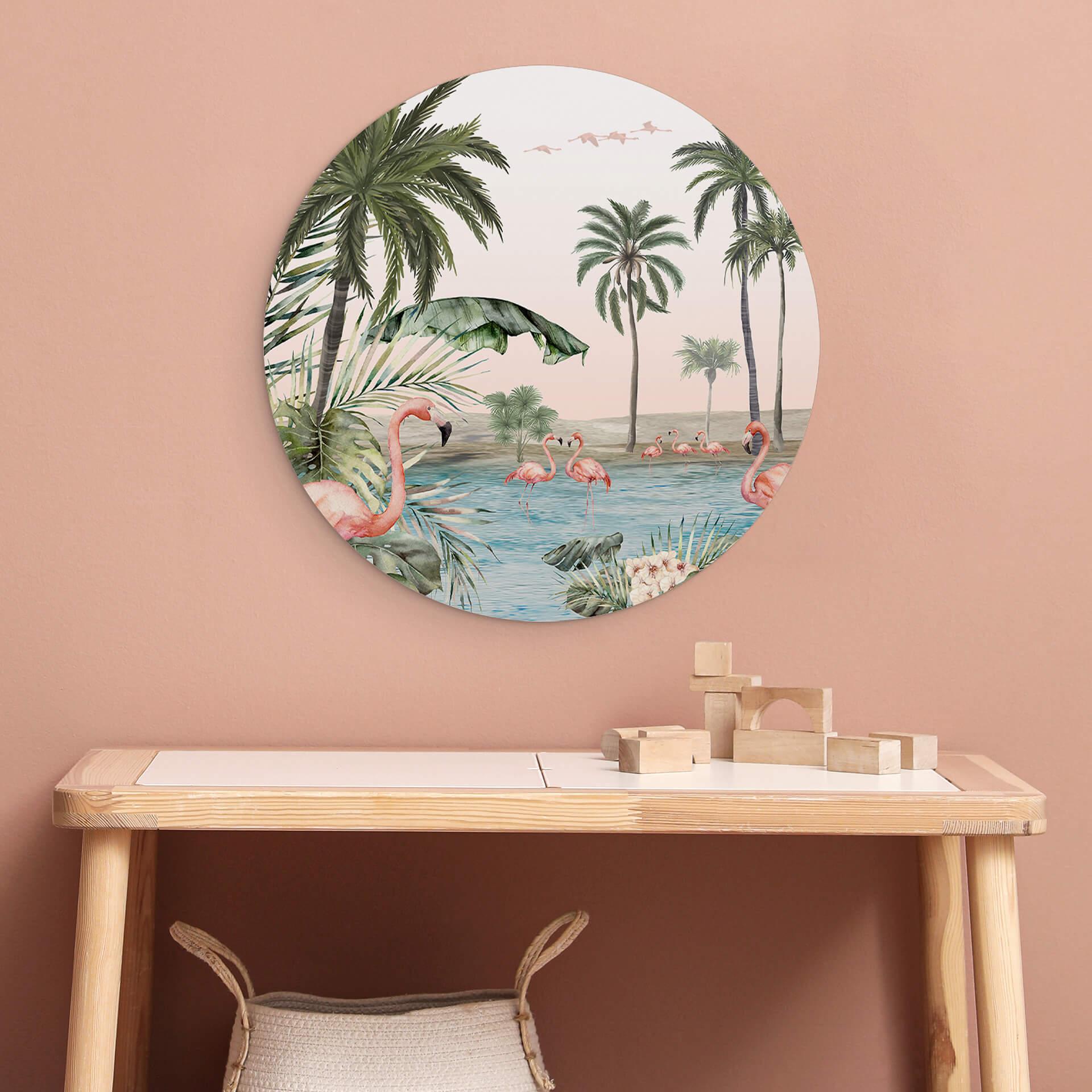 Alu-Dibond Kikki Belle - Flamingos - tondo
