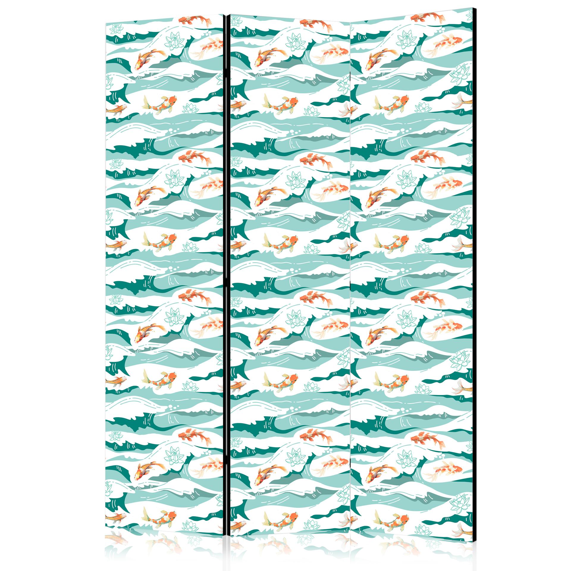 Paravent, Raumteiler freistehend, Trennwand - Fish Leaping Above the Waves