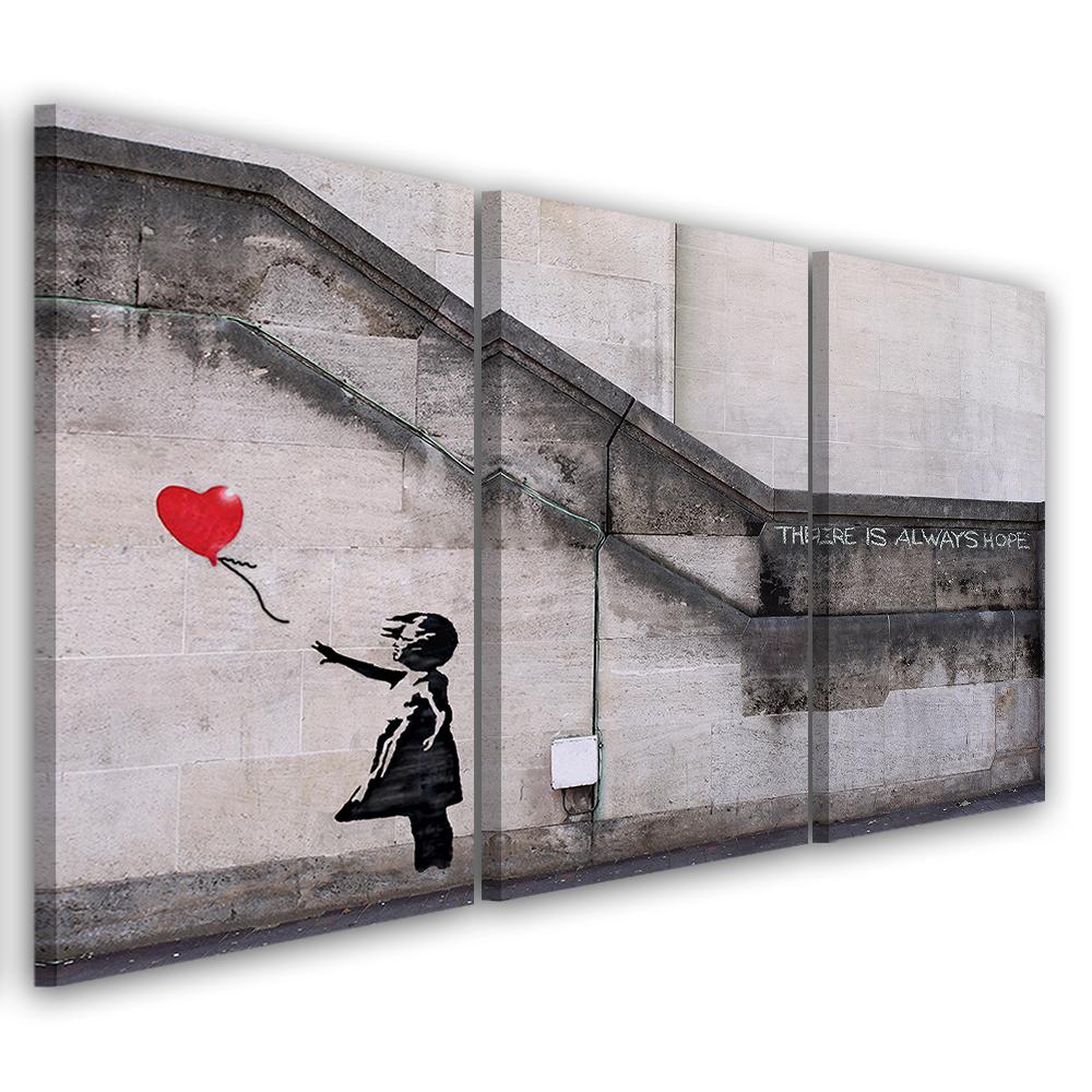 3 stykke lærredstryk, Banksy Balloon Girl