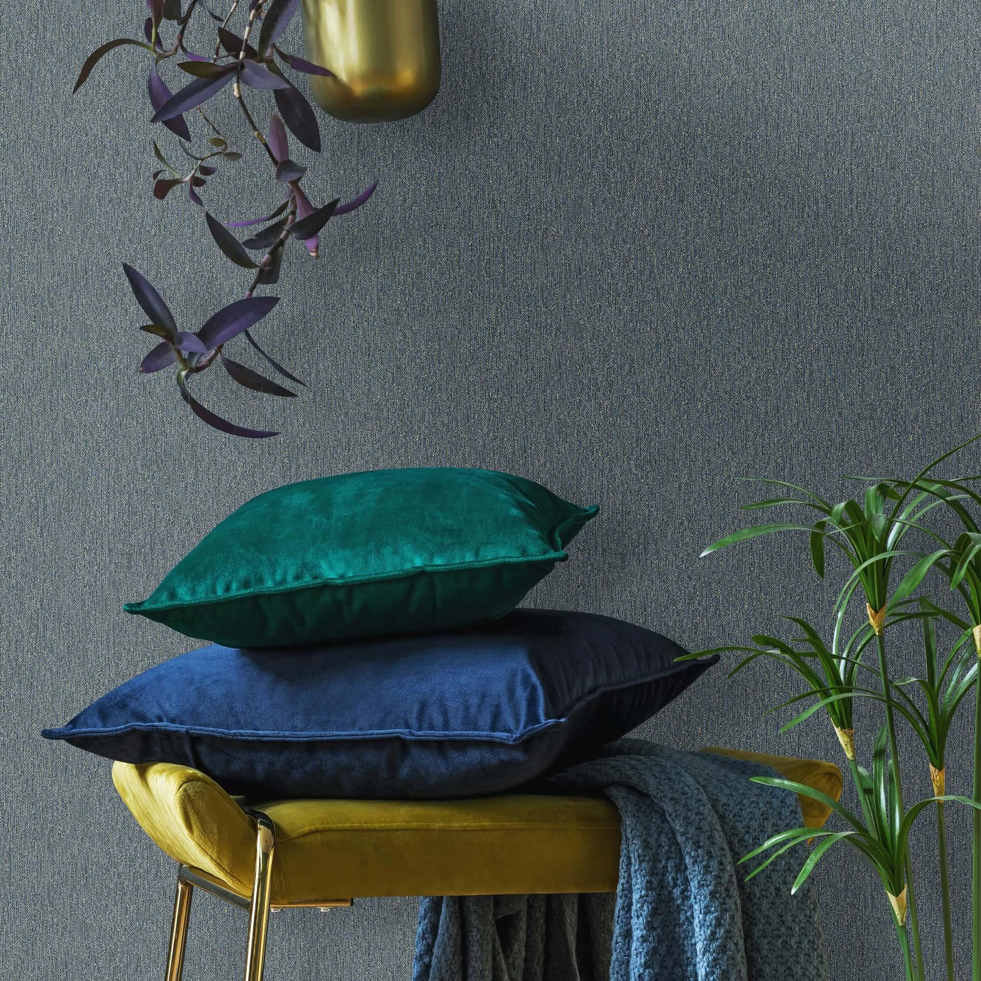 Ikke-vævet tapet plain, tekstil plain classic i blå