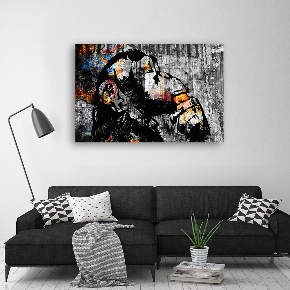 Canvasbillede, Street art Banksy abe abstrakt