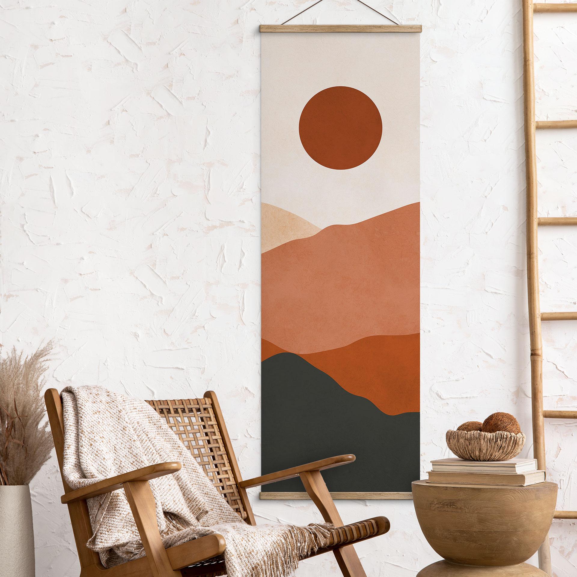 Póster de tela Suaves colinas bajo el sol del atardecer - Costa - Panorama