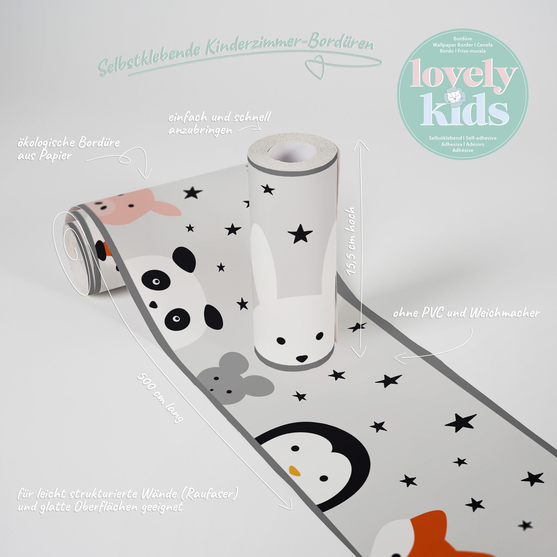 A.S. Création Lovely Kids Frise autocollante enfant - Gris, Noir