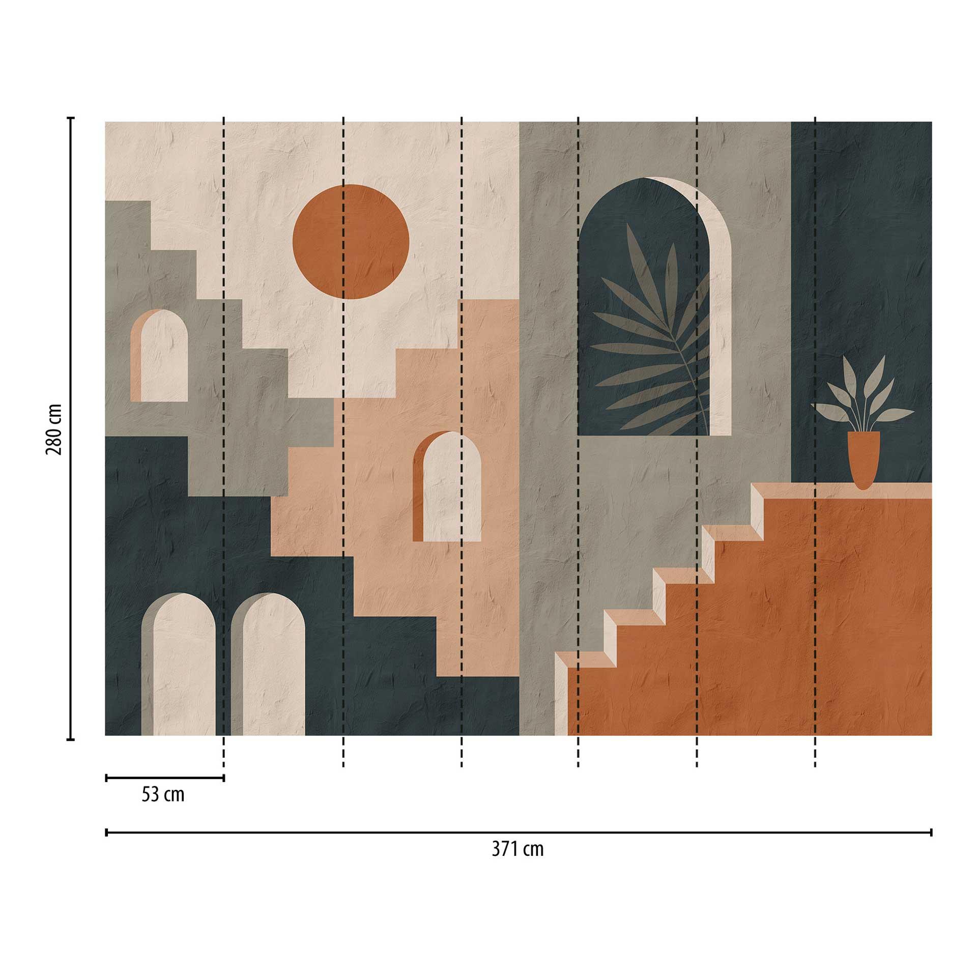 3D abstract beige bruin - vliesbehang met trapmotief voor woonkamer & hal