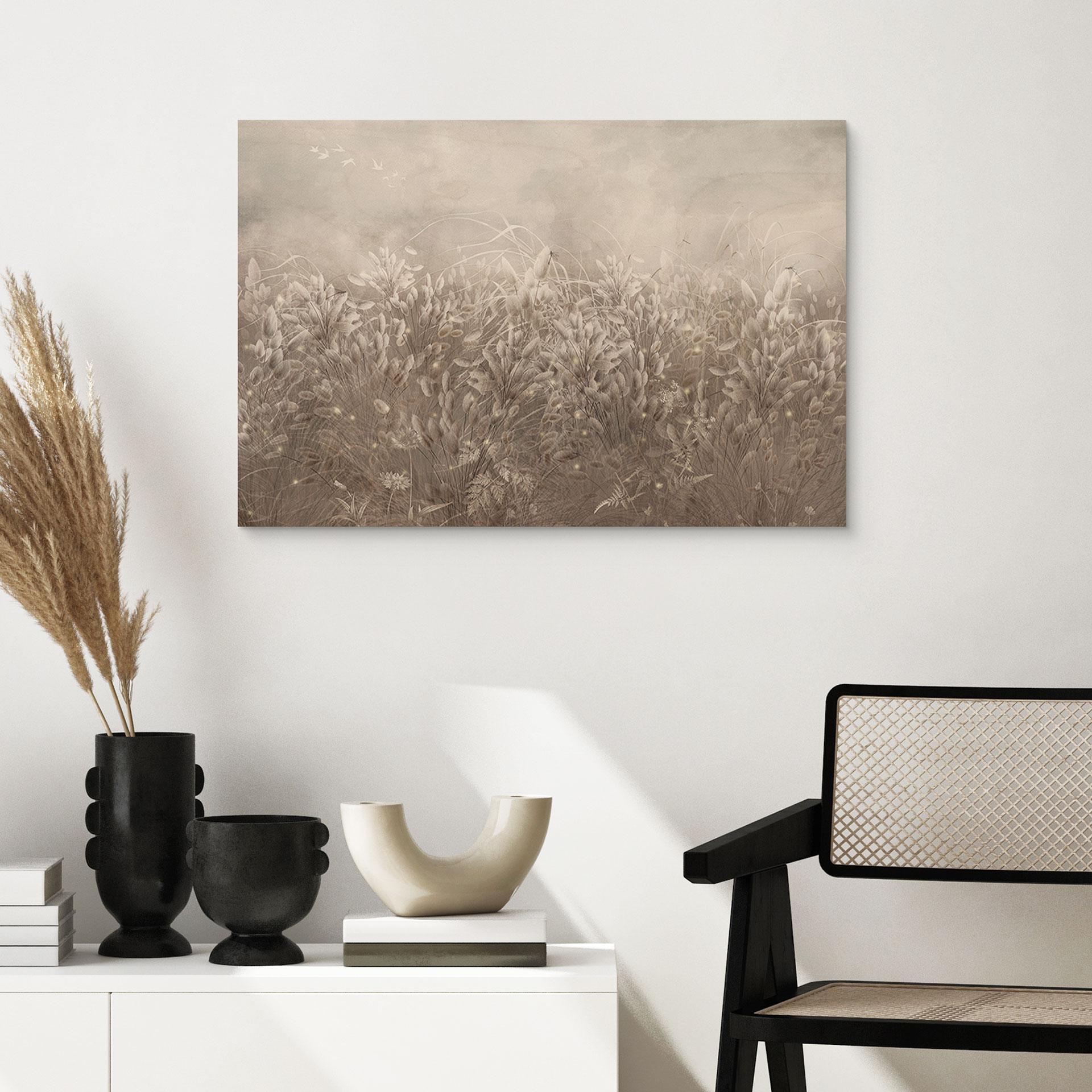 Holzbild Pampasgras und Gräser in Beige - Ms Tiff