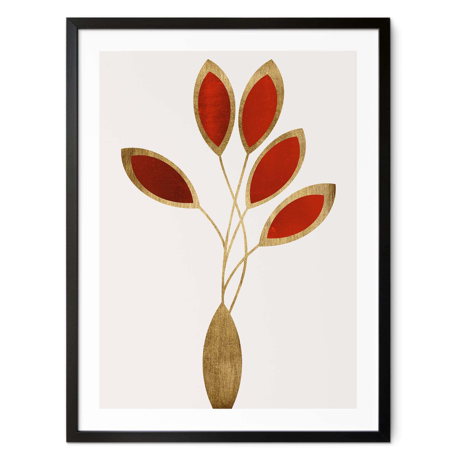 Poster Kubistika - Cinco Or et Rouge