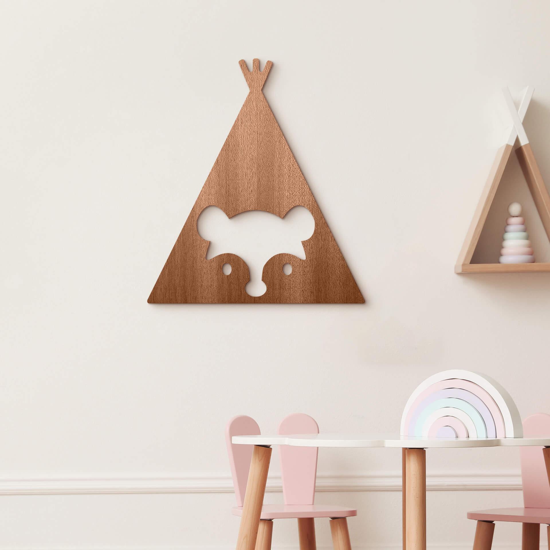 Décoration en bois placage acajou Tipi - Ours