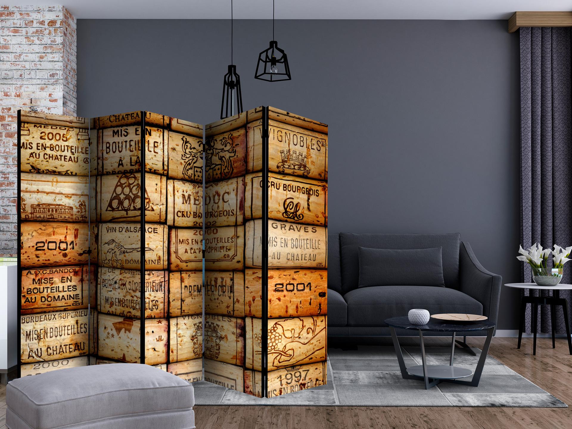 Schermo divisorio - Strada del vino, 5 pezzi - 225x172 cm