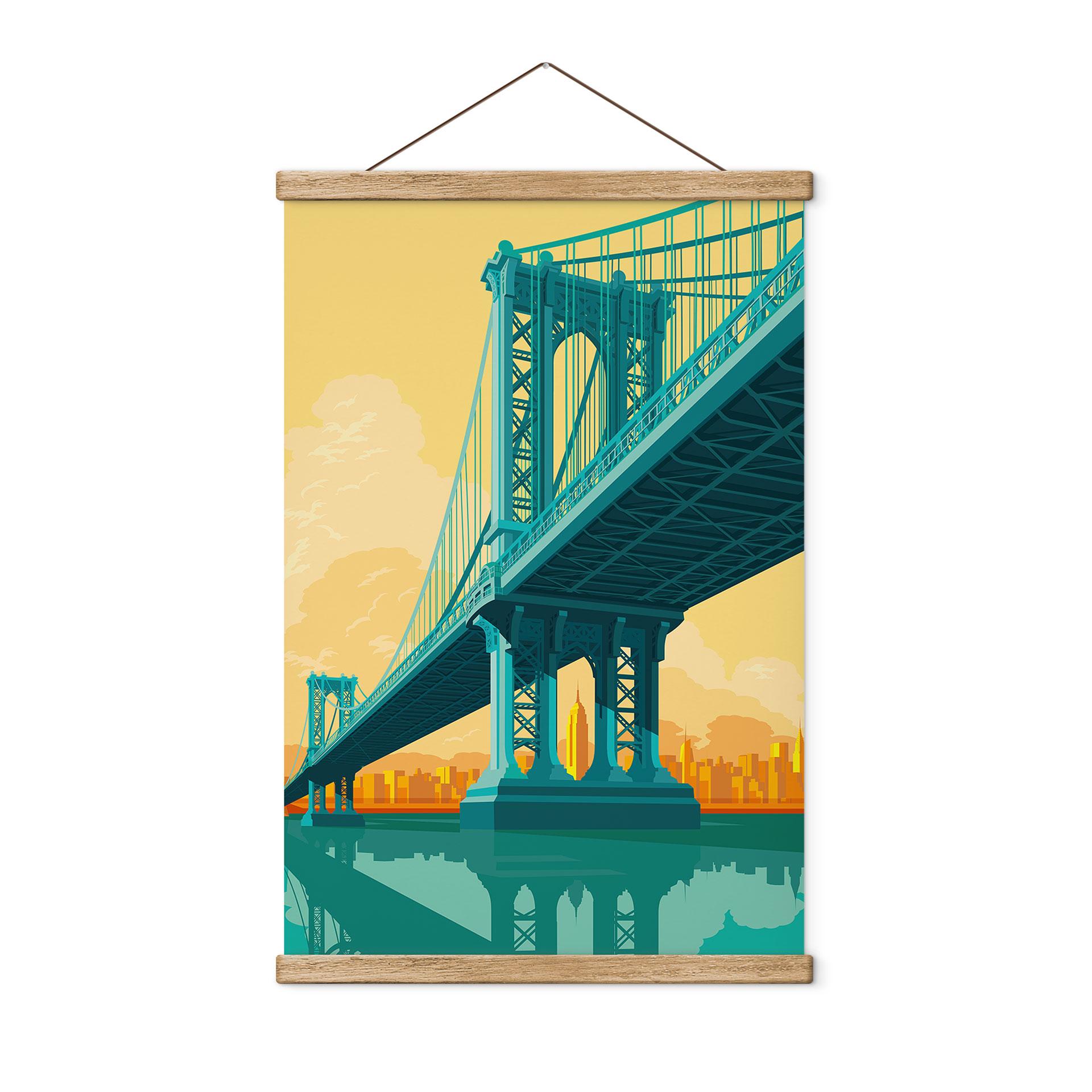 Tekstil plakat byudsigt gennem Manhattan Bridge - Heemskerk