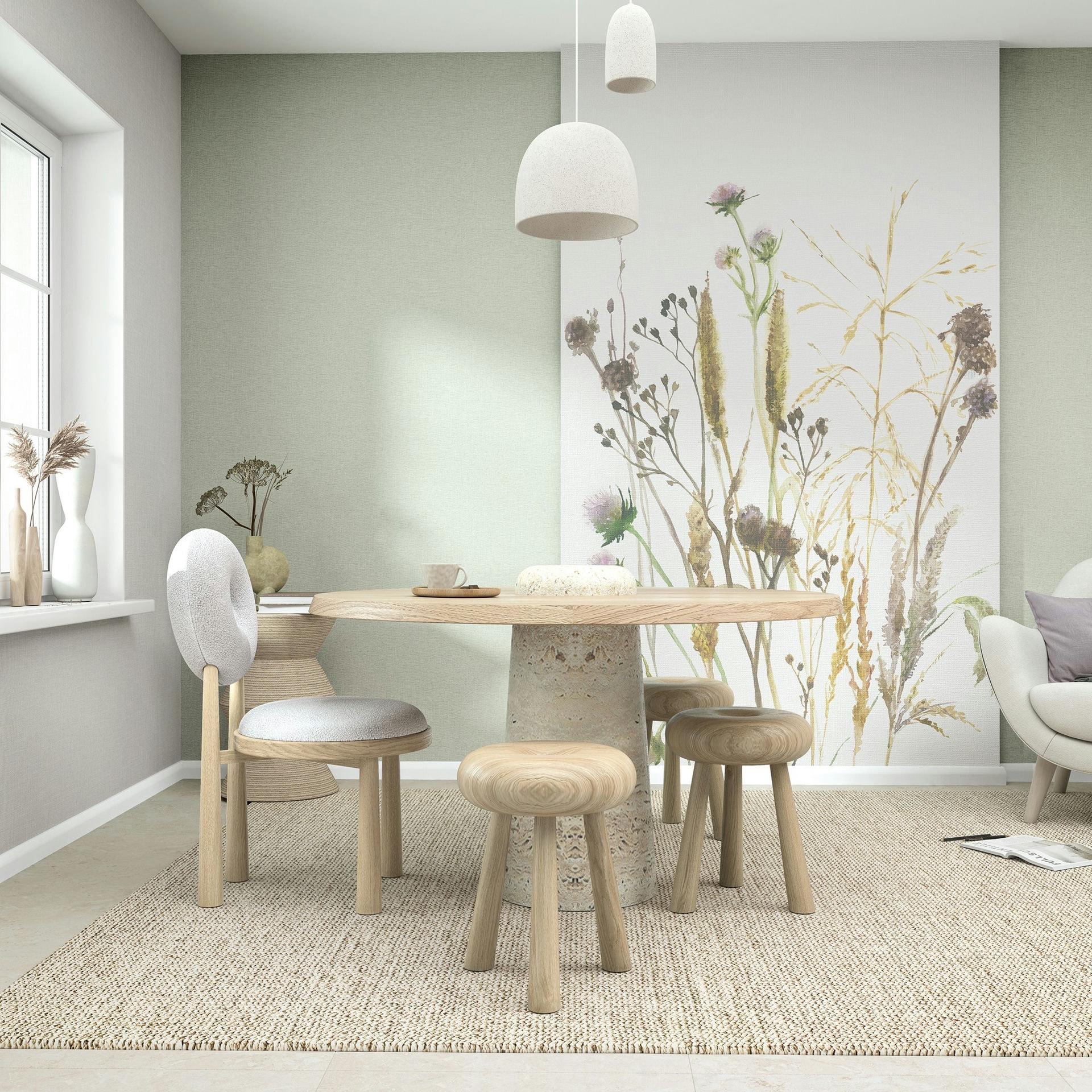 Vliesbehang, structuur effen modern mat in groen