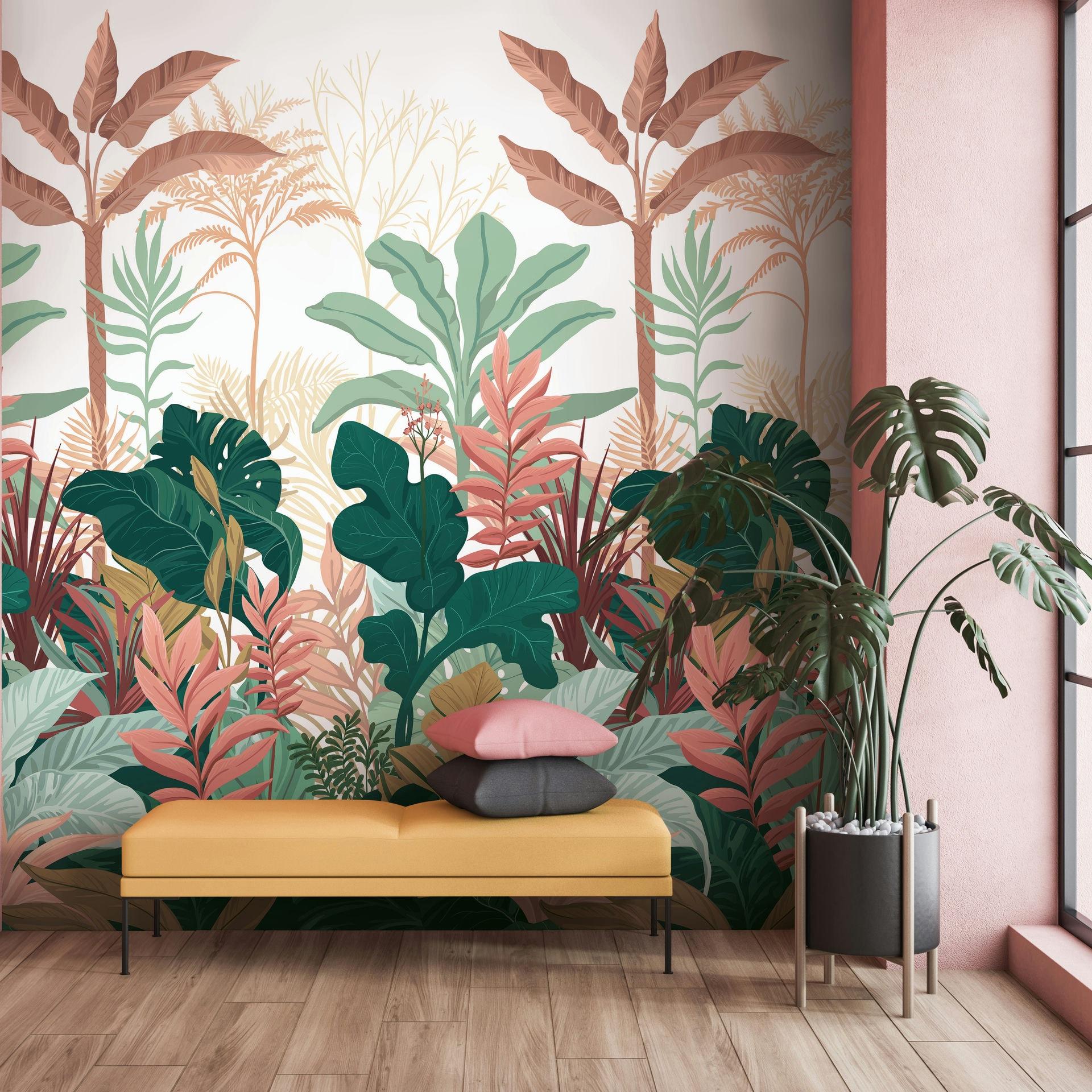 Fototapet blade, jungle blomster grøn natur, jungle mat 2,70 x 1,59 m