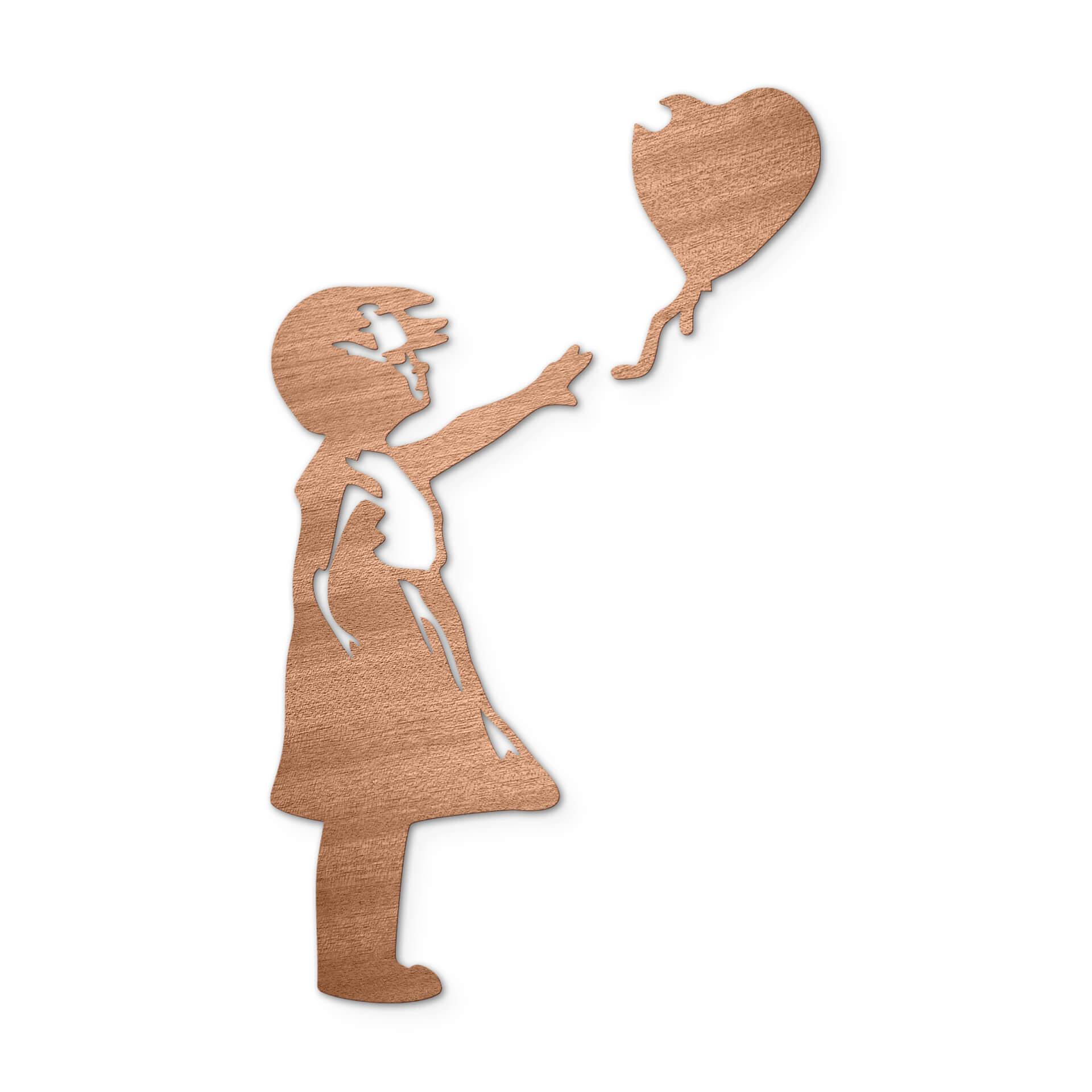 Decoración en madera caoba - Banksy - Chica del globo rojo (2 piezas)