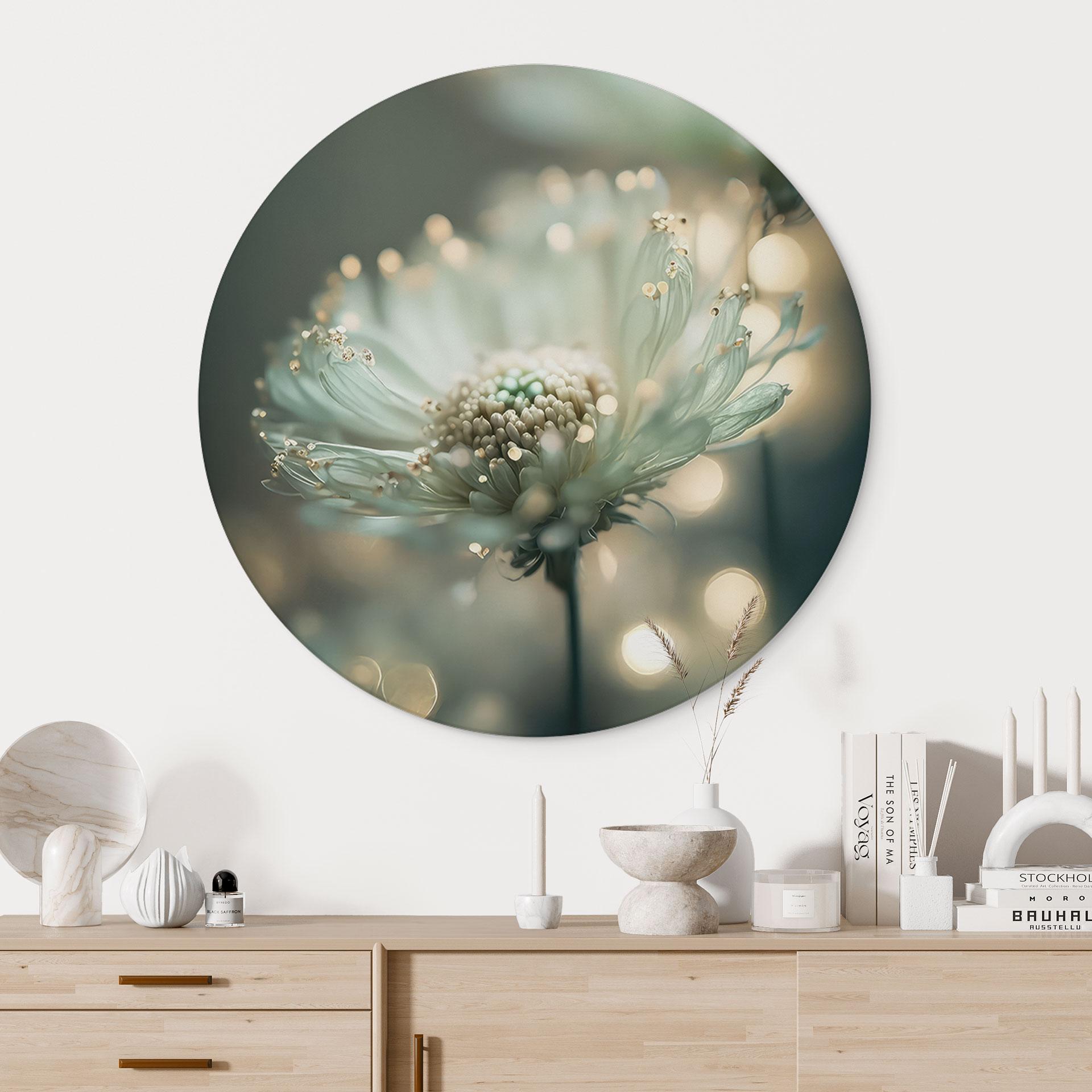 Billede Delikat glitrende blomster - Treechild - rund – print på aluminium (Alu-Dibond)