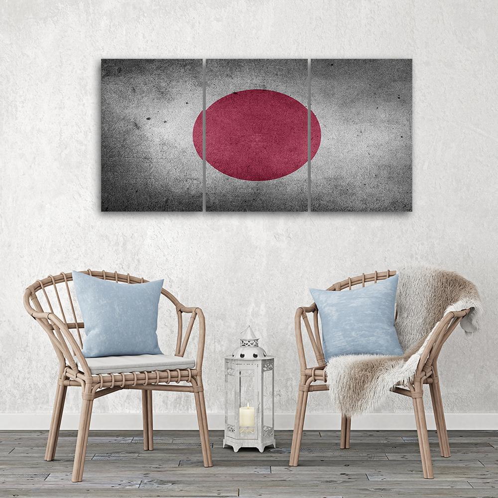 3 stykke lærredstryk, Japans flag