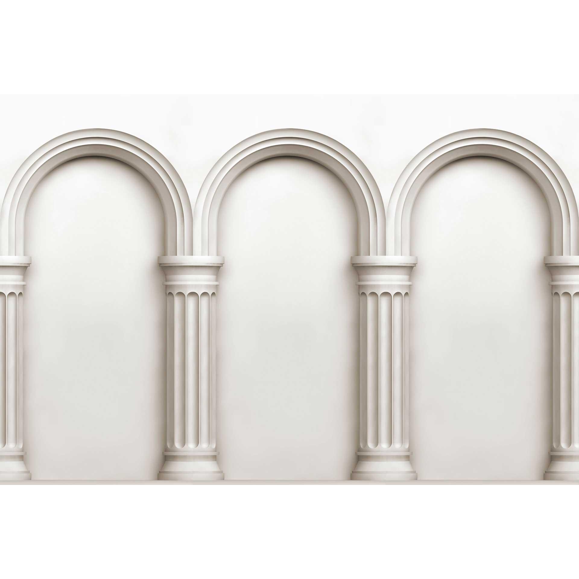 Architecturaal behang in crèmewit - elegant vliesbehang met 3D-effect