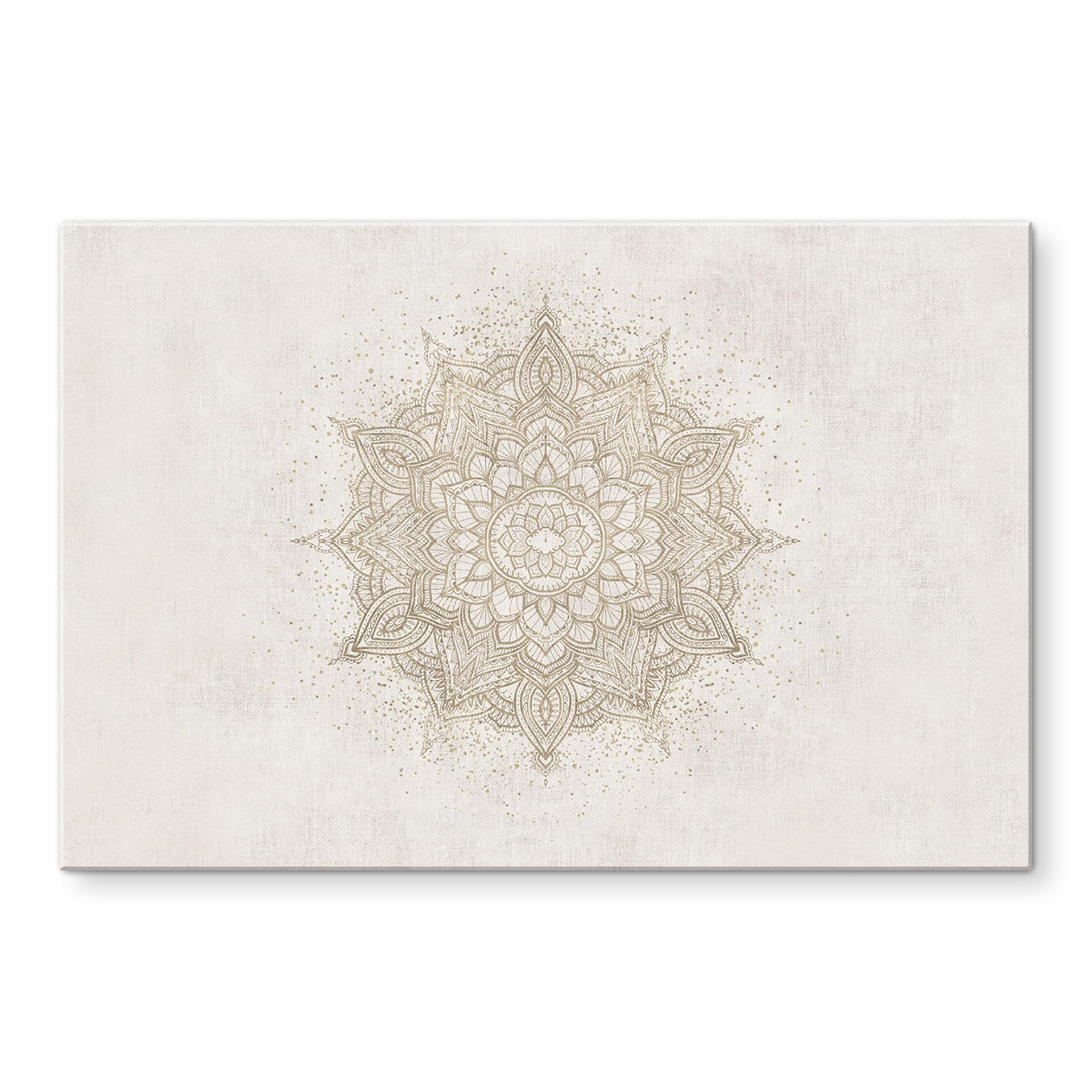 Billede Boho ornament i hørlook - Bloomery Decor – print på aluminium (Alu-Dibond)