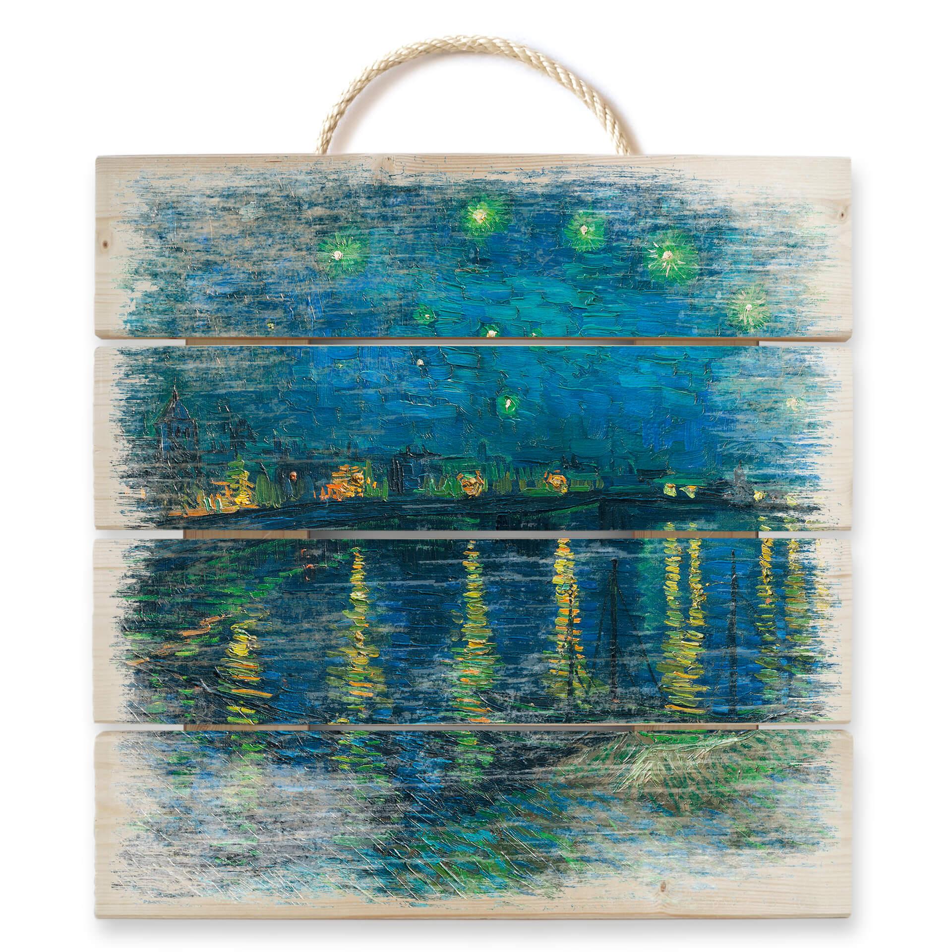 Obraz drewniany van Gogh - Gwiaździsta noc 1888 - 40x41,5 cm