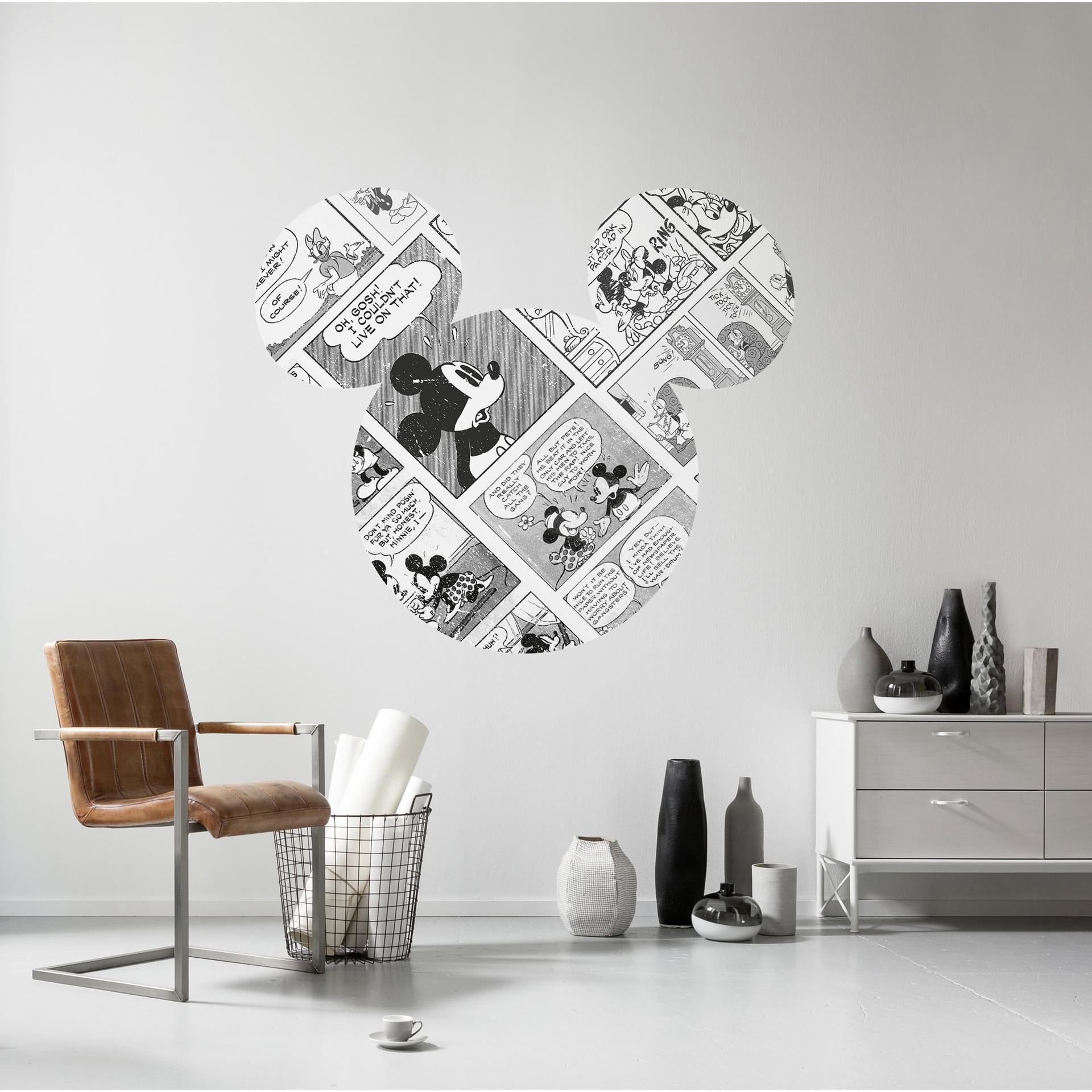 zelfklevend vlies behang - Mickey Head Comic Cartoon - 125 x 125 cm