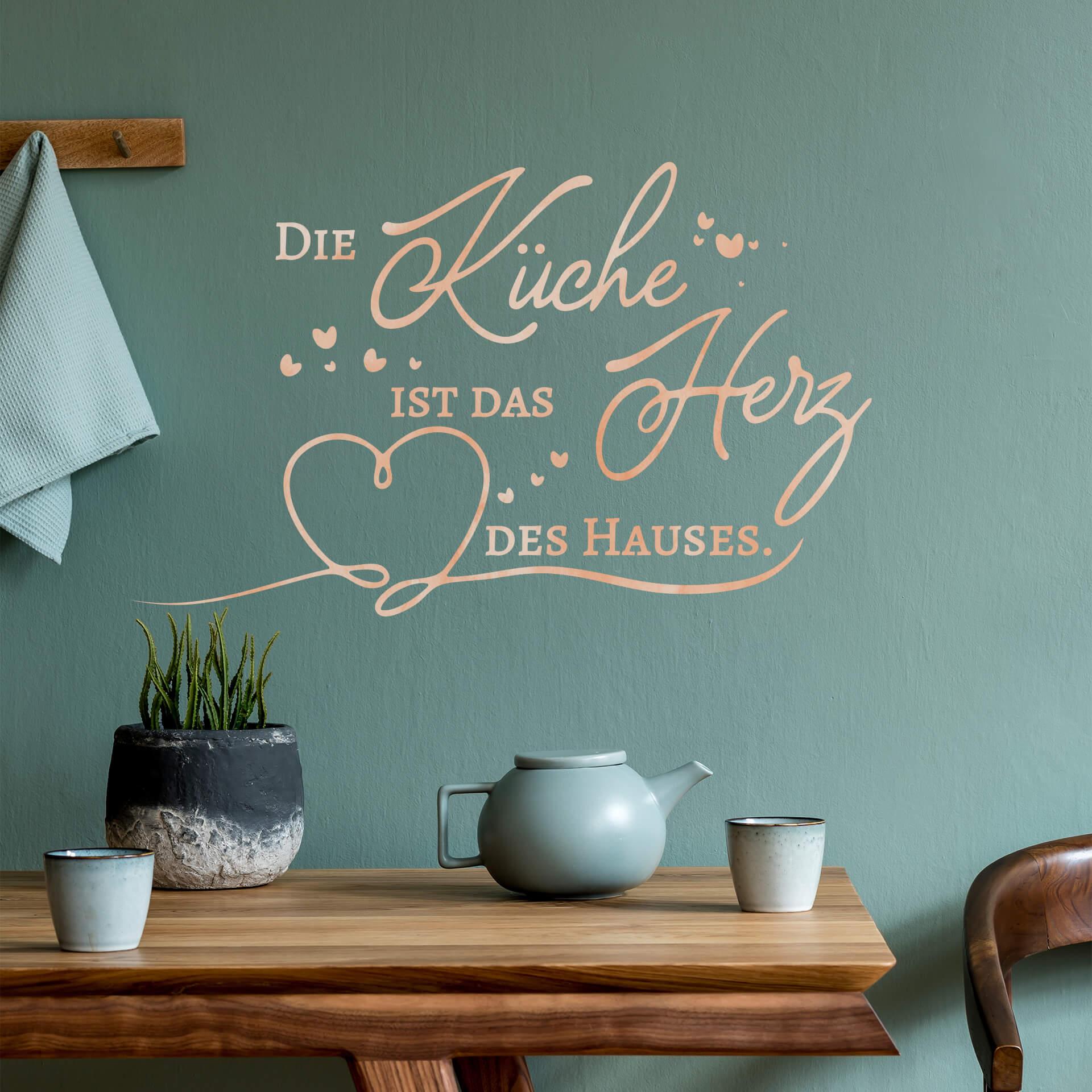 Wandtattoo Die Küche ist das Herz des Hauses - Watercolor Pfirsichfarben