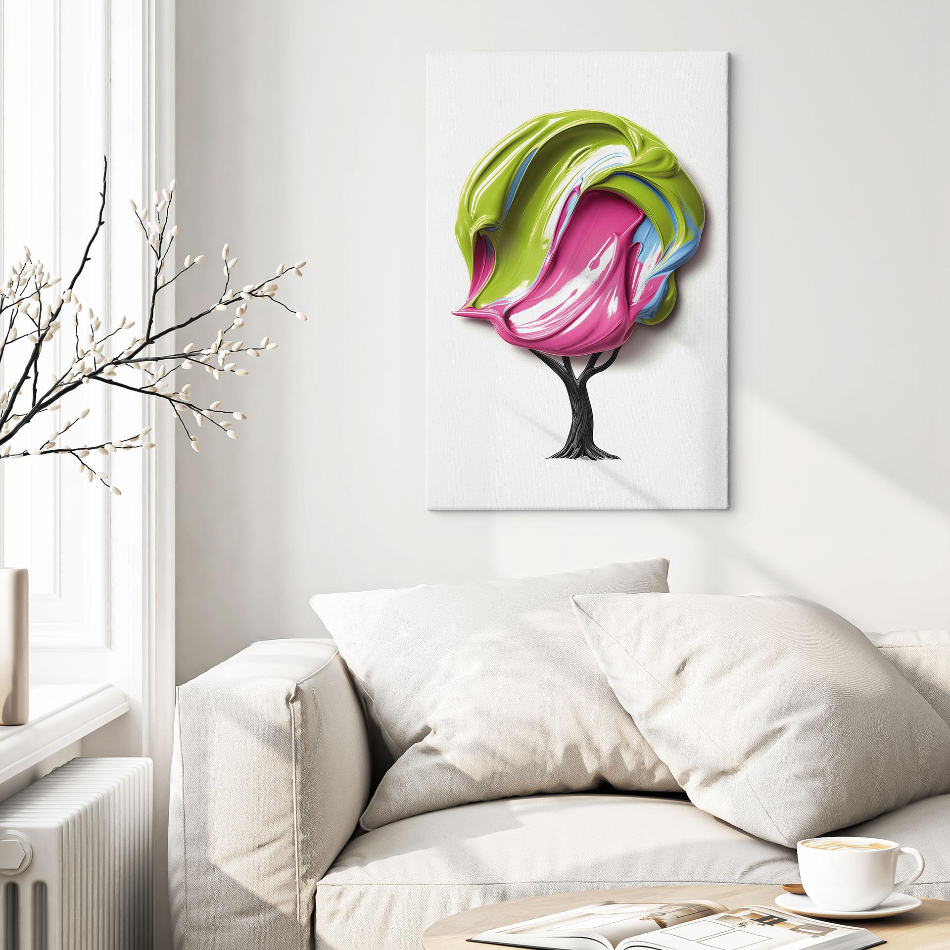 Canvasbillede af træ med farverig 3D-krone - Mielu