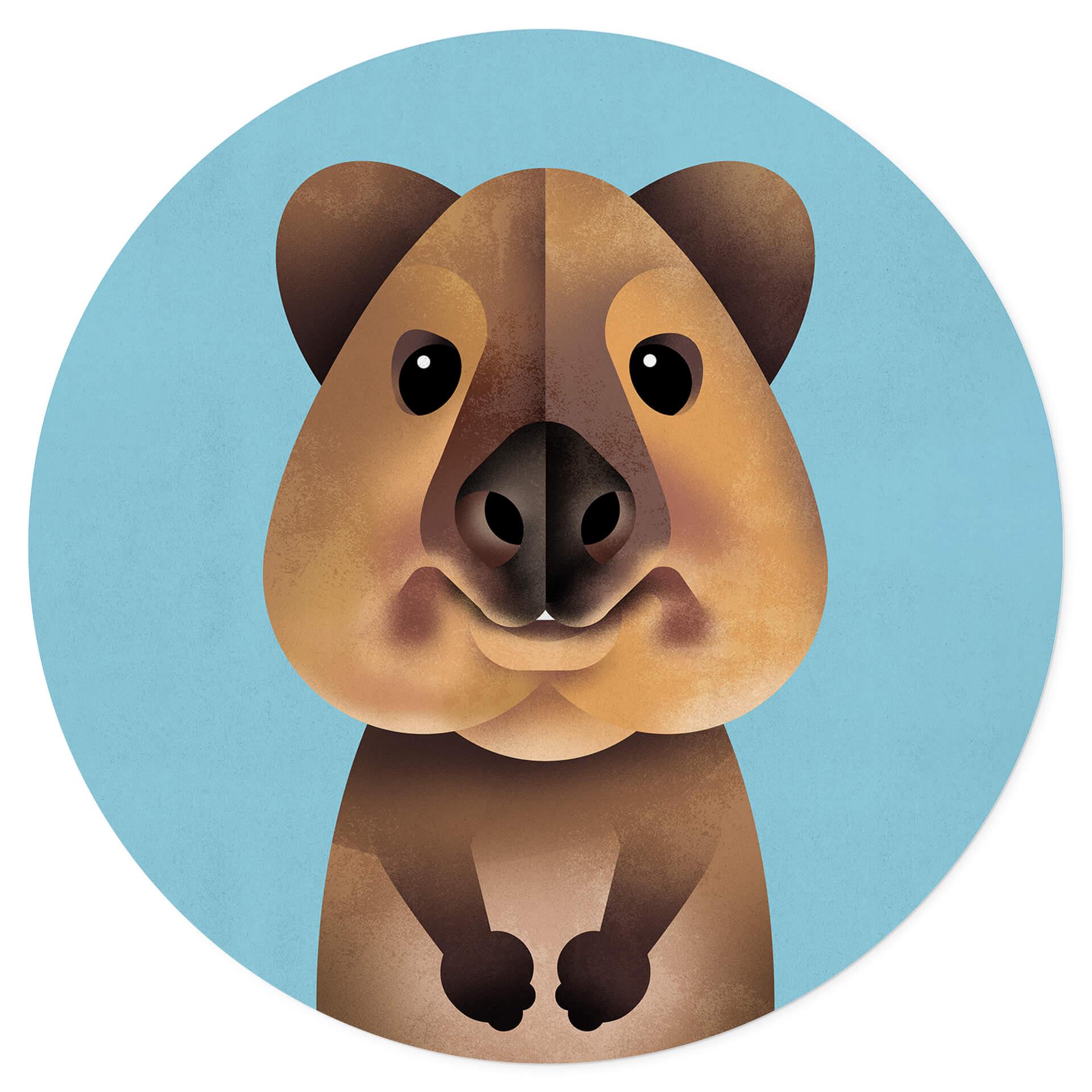 Kinderzimmer Wandtattoo Quokka - Tiermotiv Rund - Braun