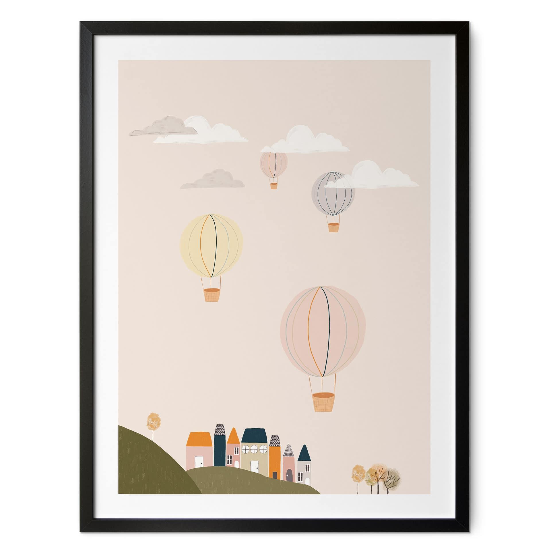 Plakat Farverige varmluftsballoner på himlen - Lisboa