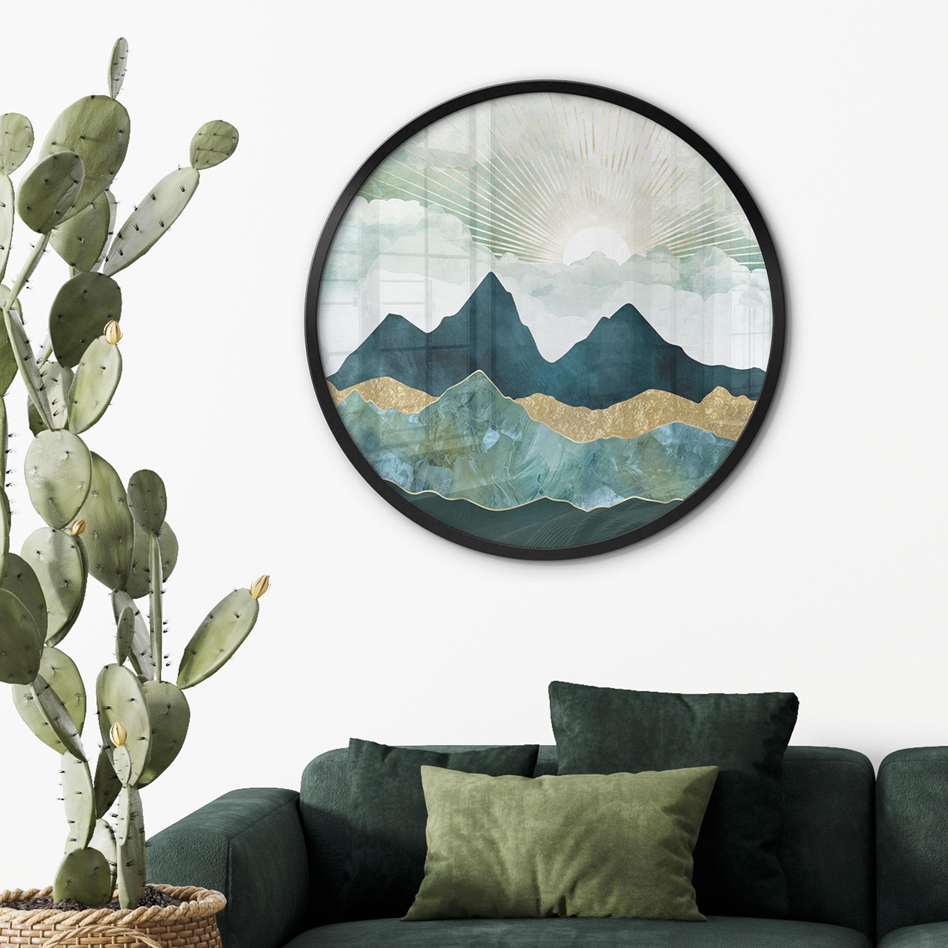 Plakat Solrigt landskab i blå og guld - SpaceFrog Designs
