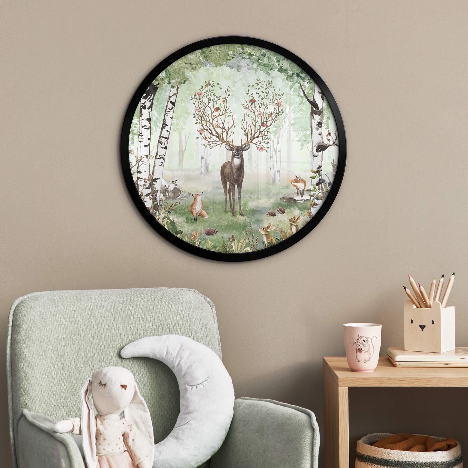 Poster Kikki Belle - Hirsch im Sommer - Rund