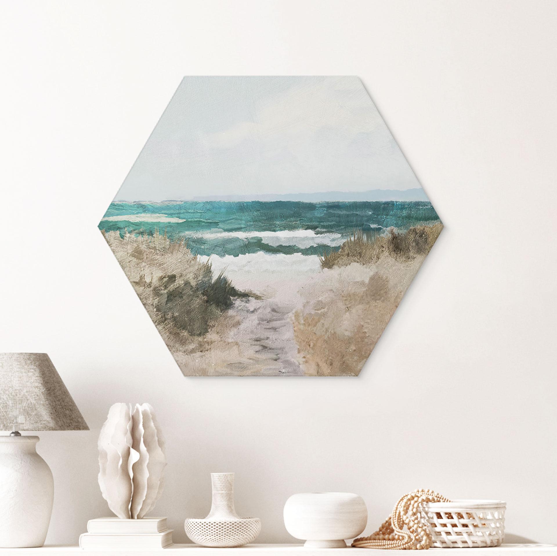 Hexagon Wandbild Dünenweg zum Strand - Hobday - Alu-Dibond