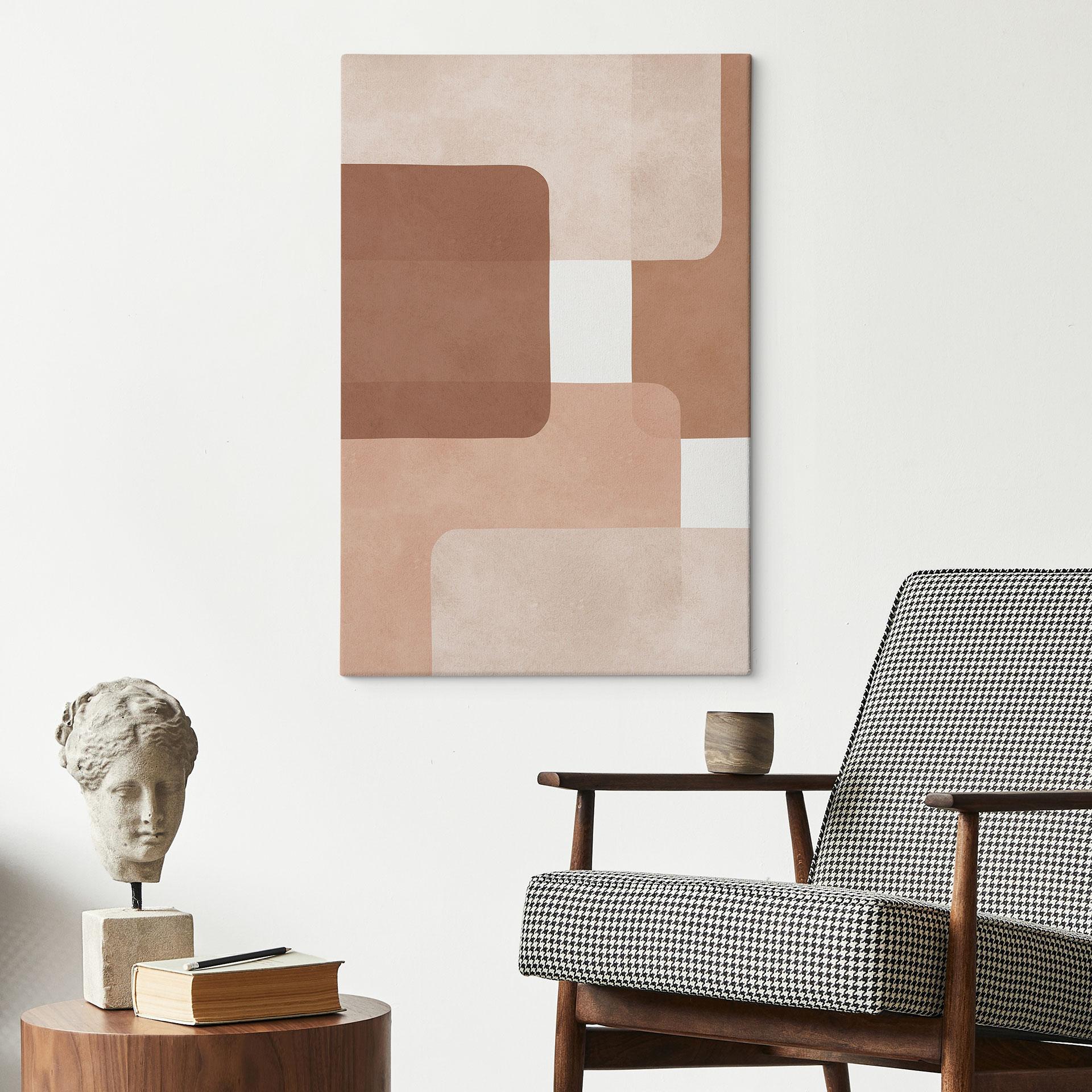Boho abstraktion Canvasbillede i beige-brun | mokka - Costa