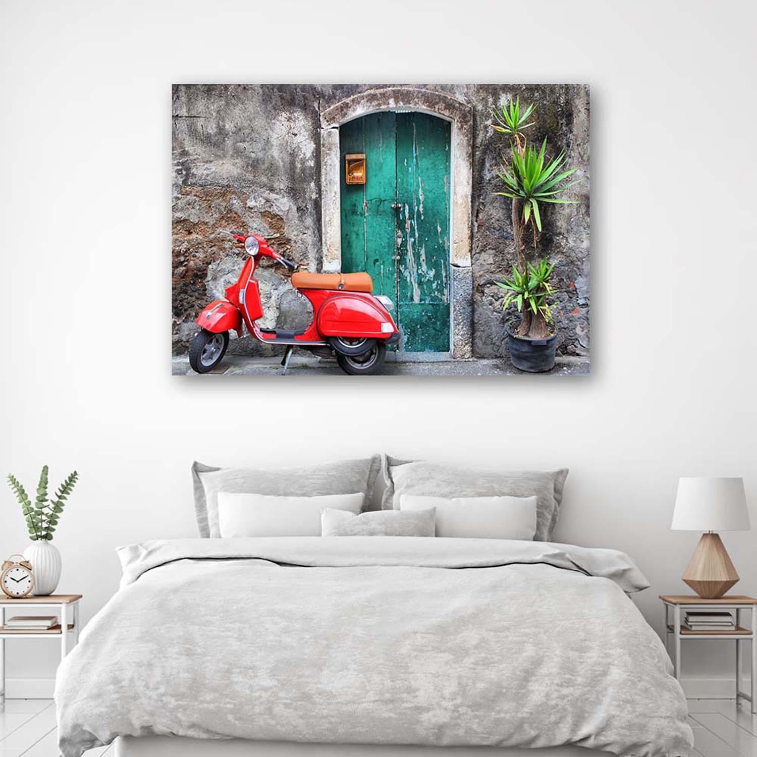 Canvasbillede, Vespa Toscana rød