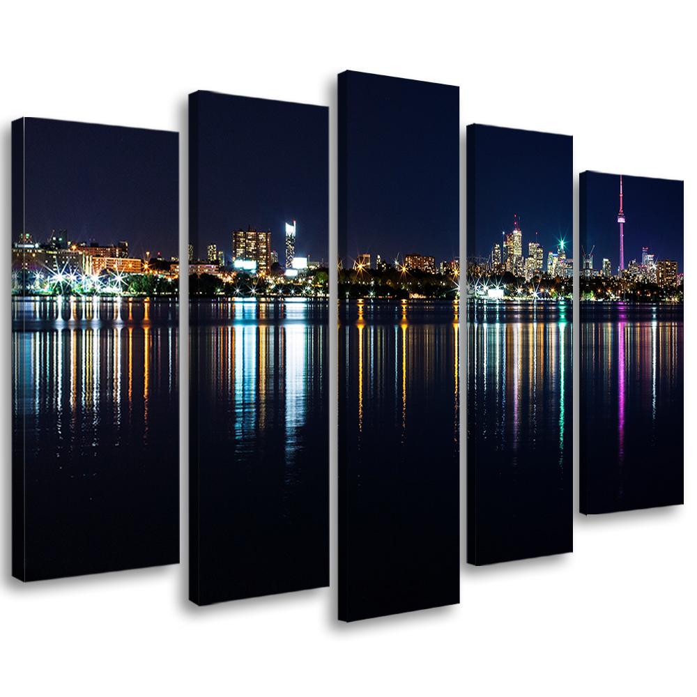 Lærredstryk 5 stykker, New York Skyline