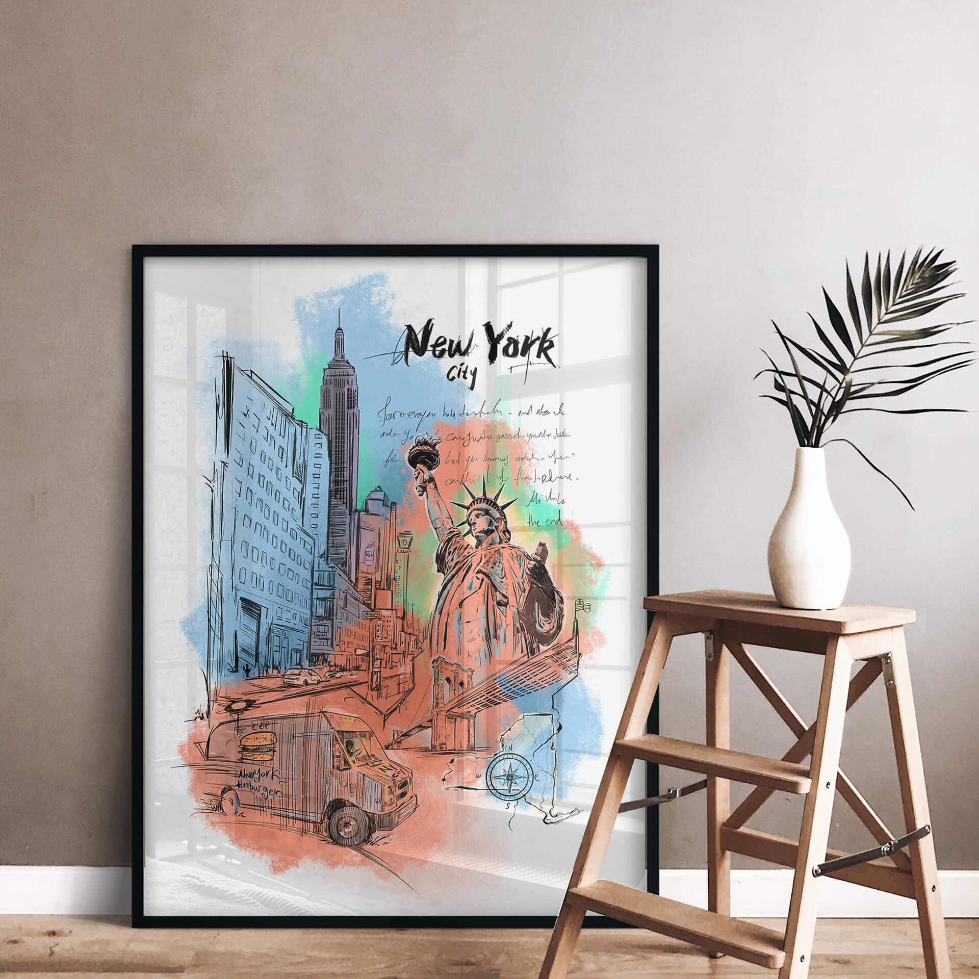 Poster Städtemotiv Love your City - New York Freiheitsstatue