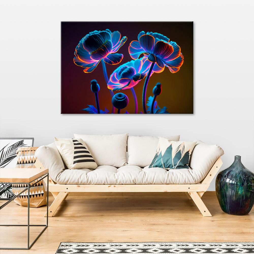 Canvasbillede, neonblomster i naturen